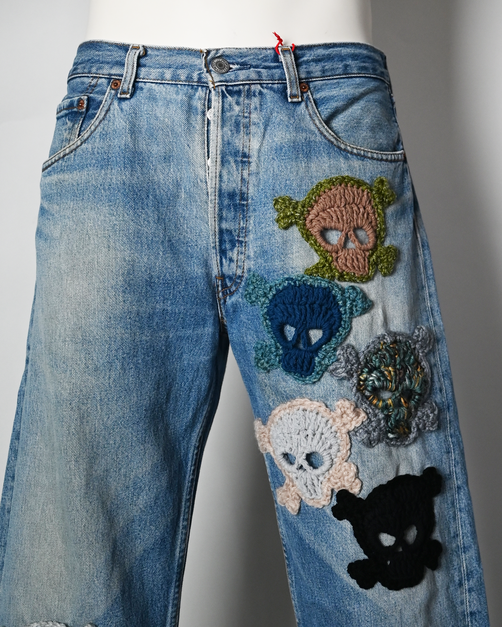 Y.A.R.N.・ヤーン - デニムパンツ Y.A.R.N. SKULL DENIM-8 (W31) / MULTI