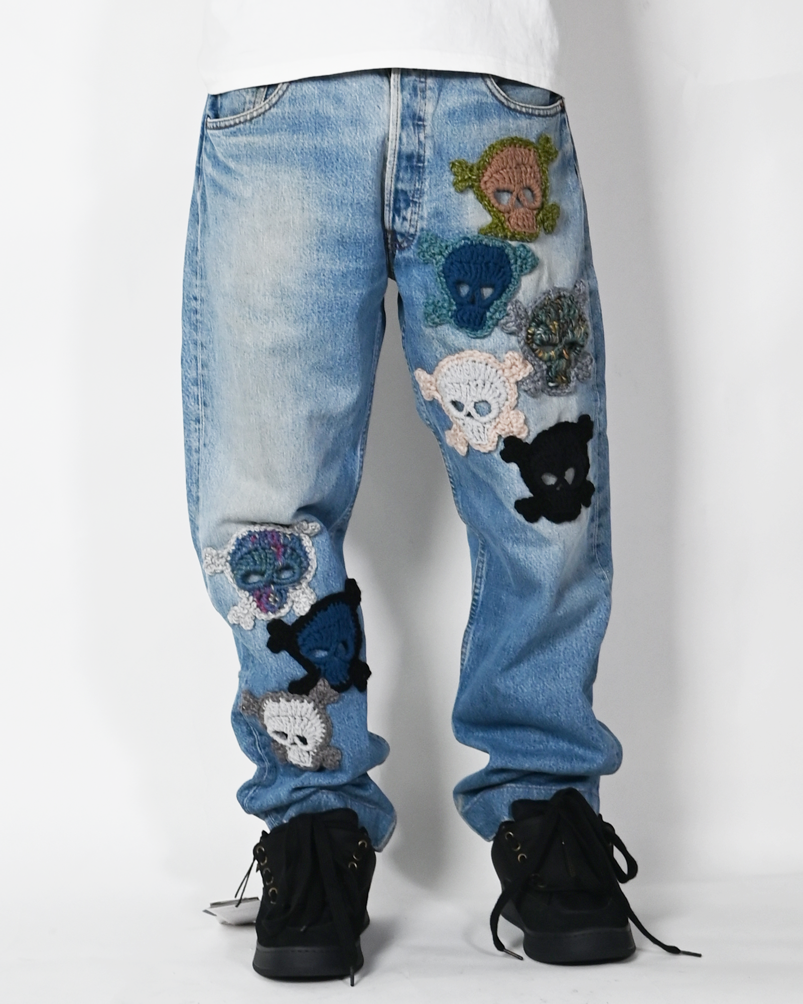 Y.A.R.N.・ヤーン - デニムパンツ Y.A.R.N. SKULL DENIM-8 (W31) / MULTI