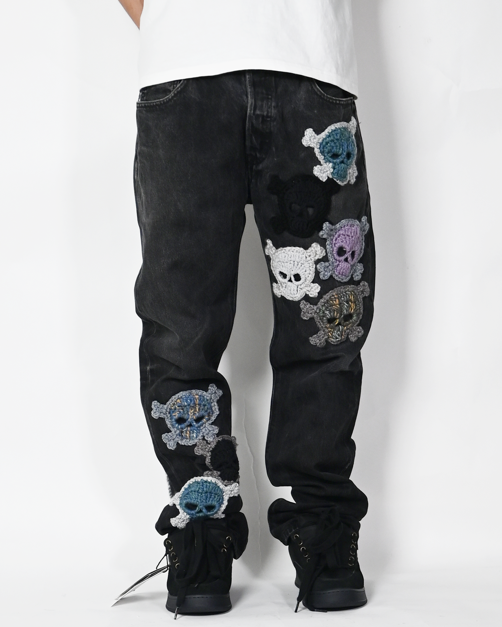 Y.A.R.N.・ヤーン - デニムパンツ Y.A.R.N. SKULL DENIM-7 (W33)/ MULTI