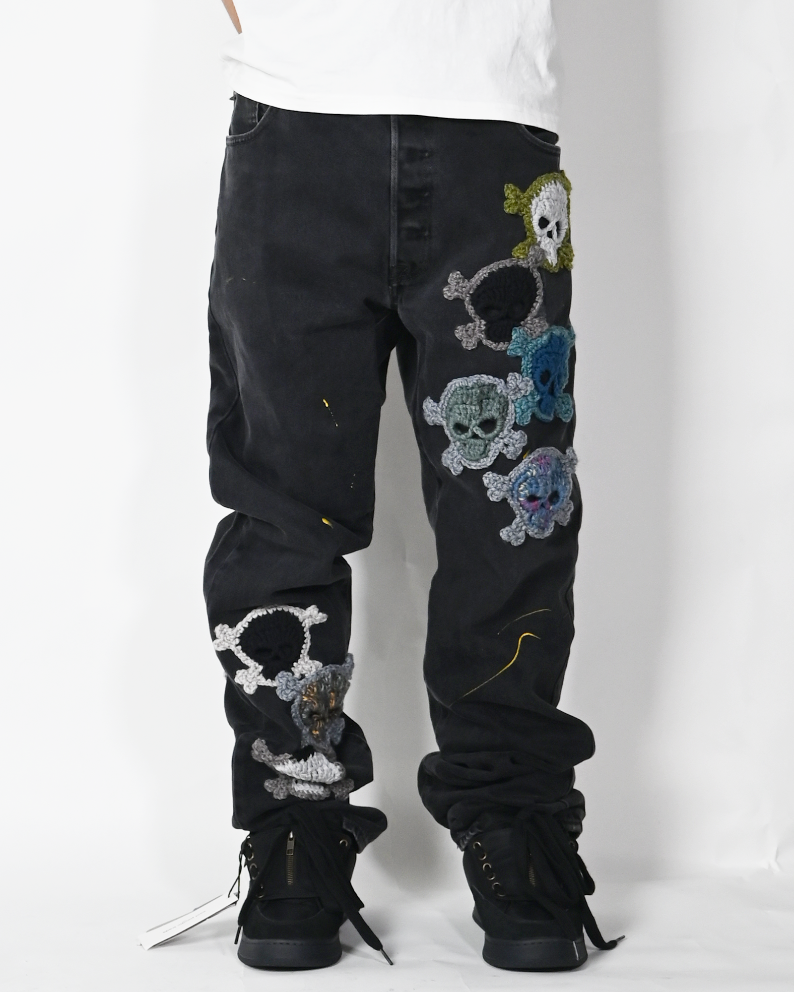 Y.A.R.N.・ヤーン - デニムパンツ Y.A.R.N. SKULL DENIM-6 (W36) / MULTI