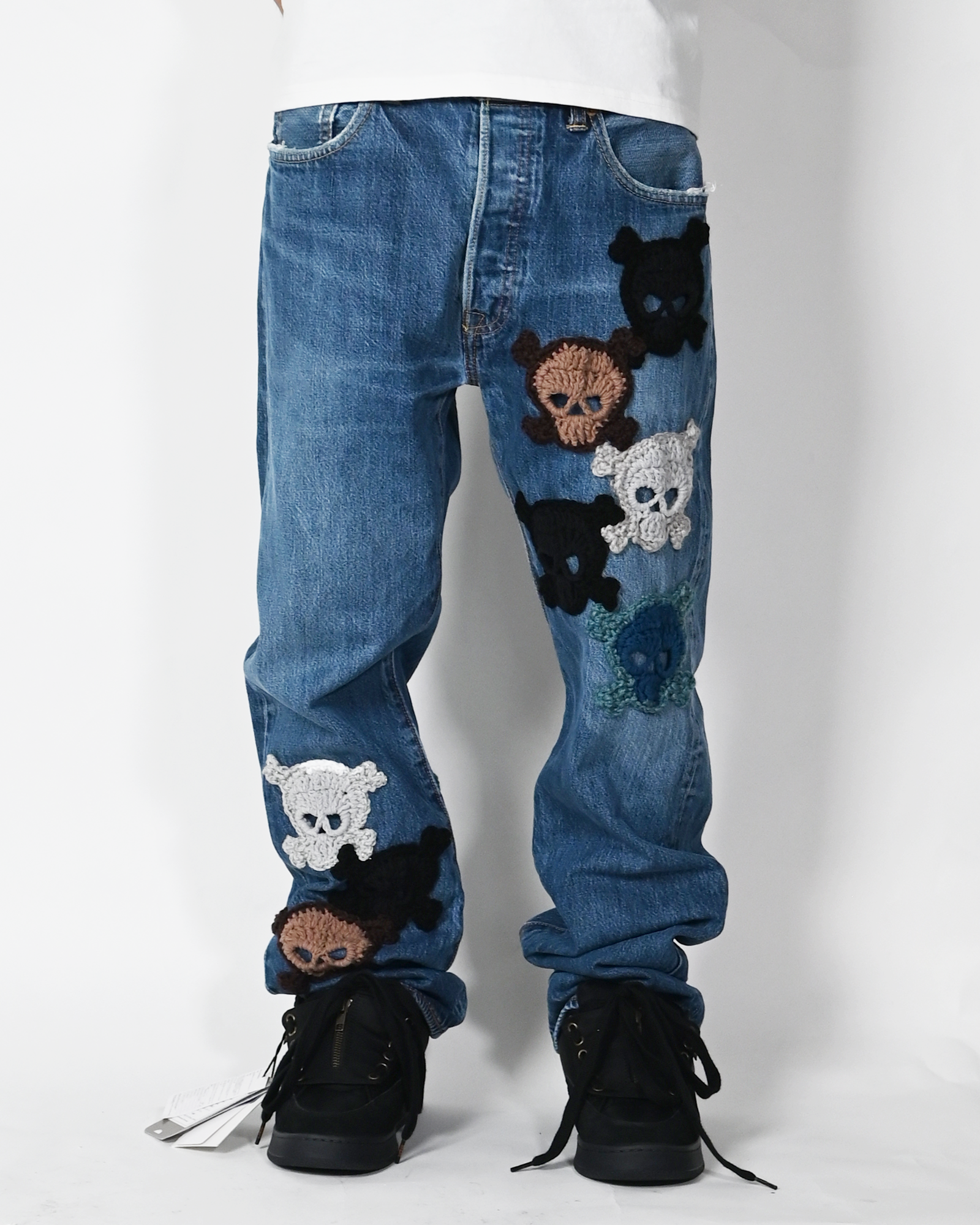 Y.A.R.N.・ヤーン - デニムパンツ Y.A.R.N. SKULL DENIM-4 (W36) / MULTI