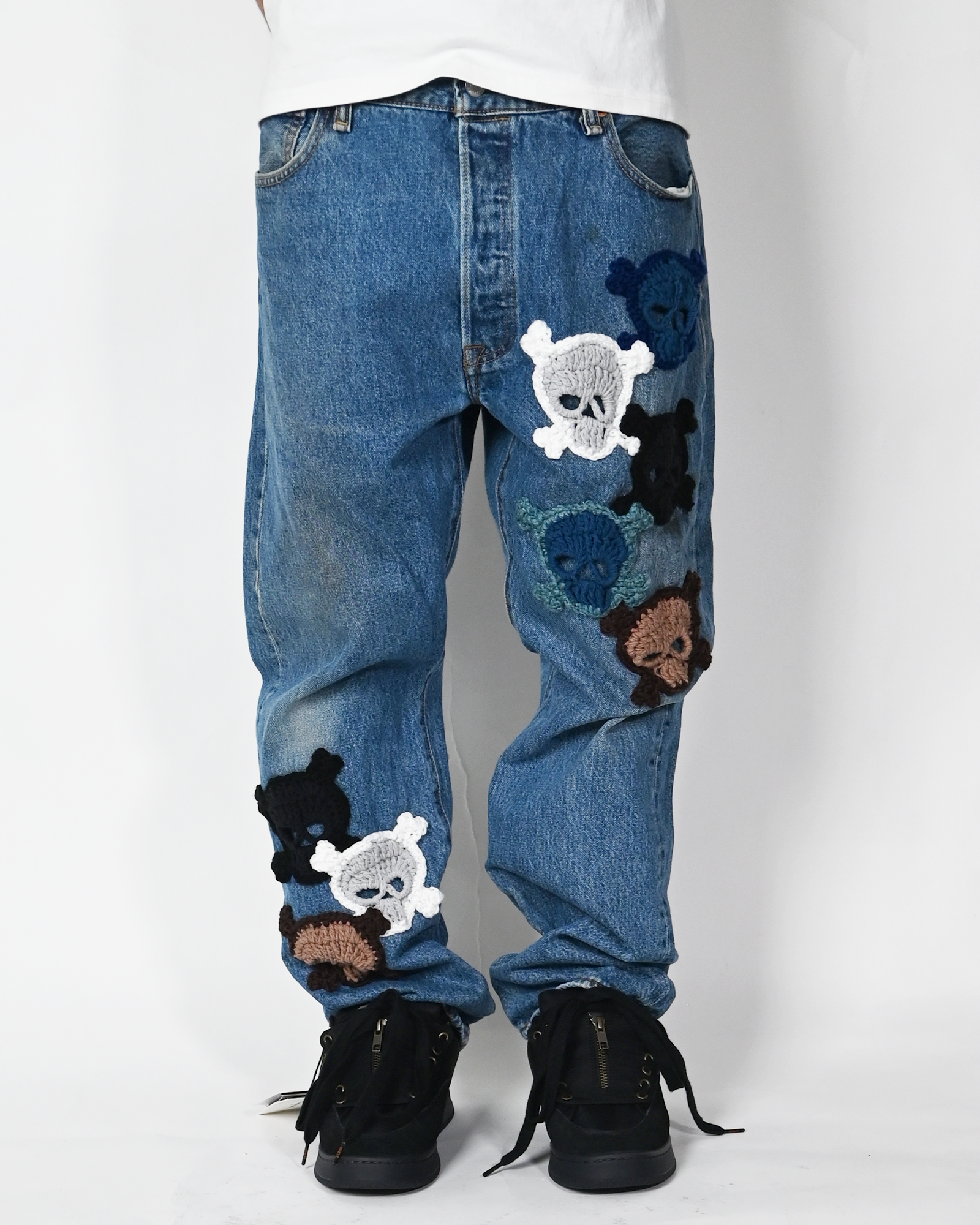 Y.A.R.N.・ヤーン - デニムパンツ Y.A.R.N. SKULL DENIM-2 (W36) / MULTI