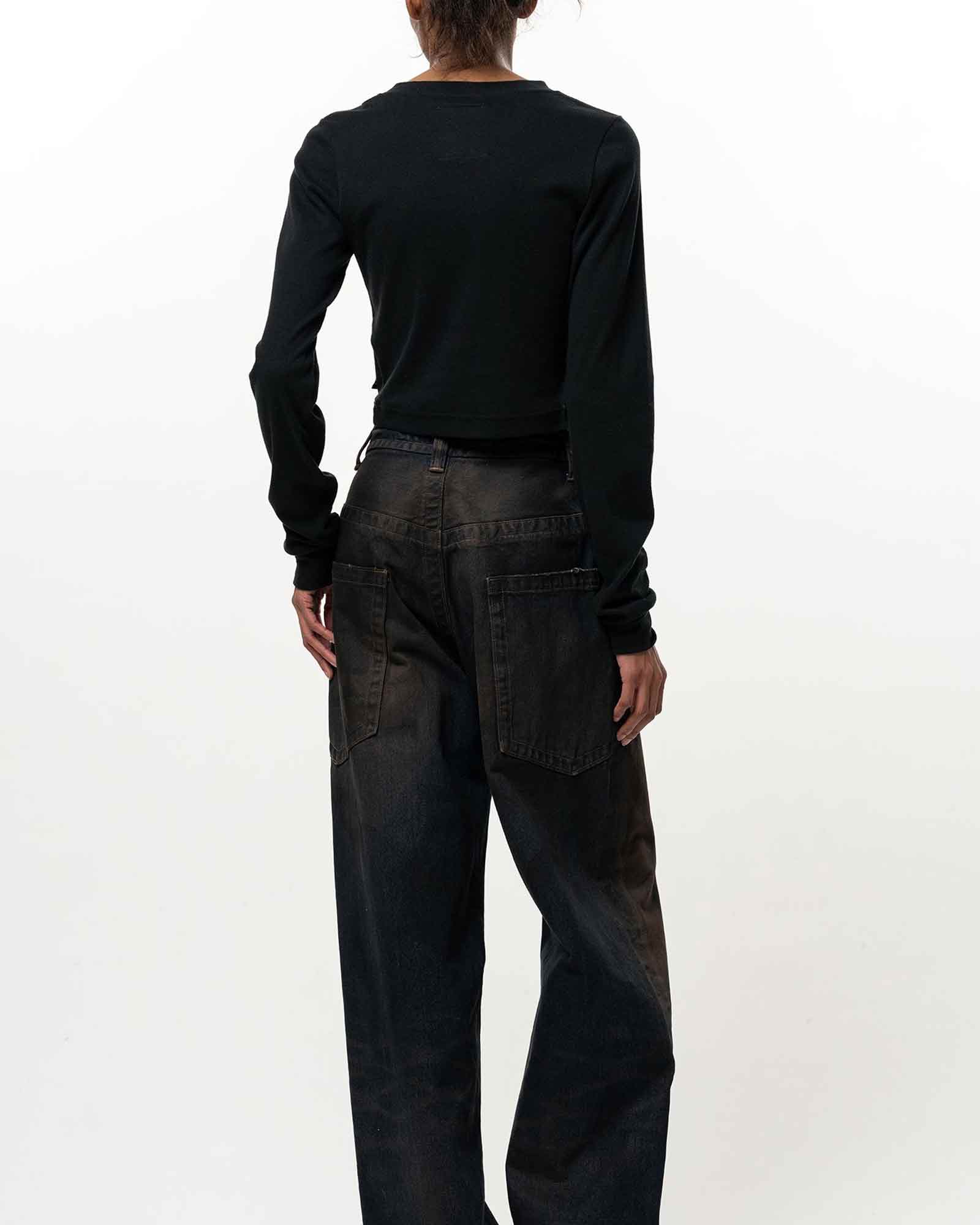 MIHARA YASUHIRO・Yasuhiro Mihara -  EMBROIDERY V NECK MINI LS TEE / BLACK
