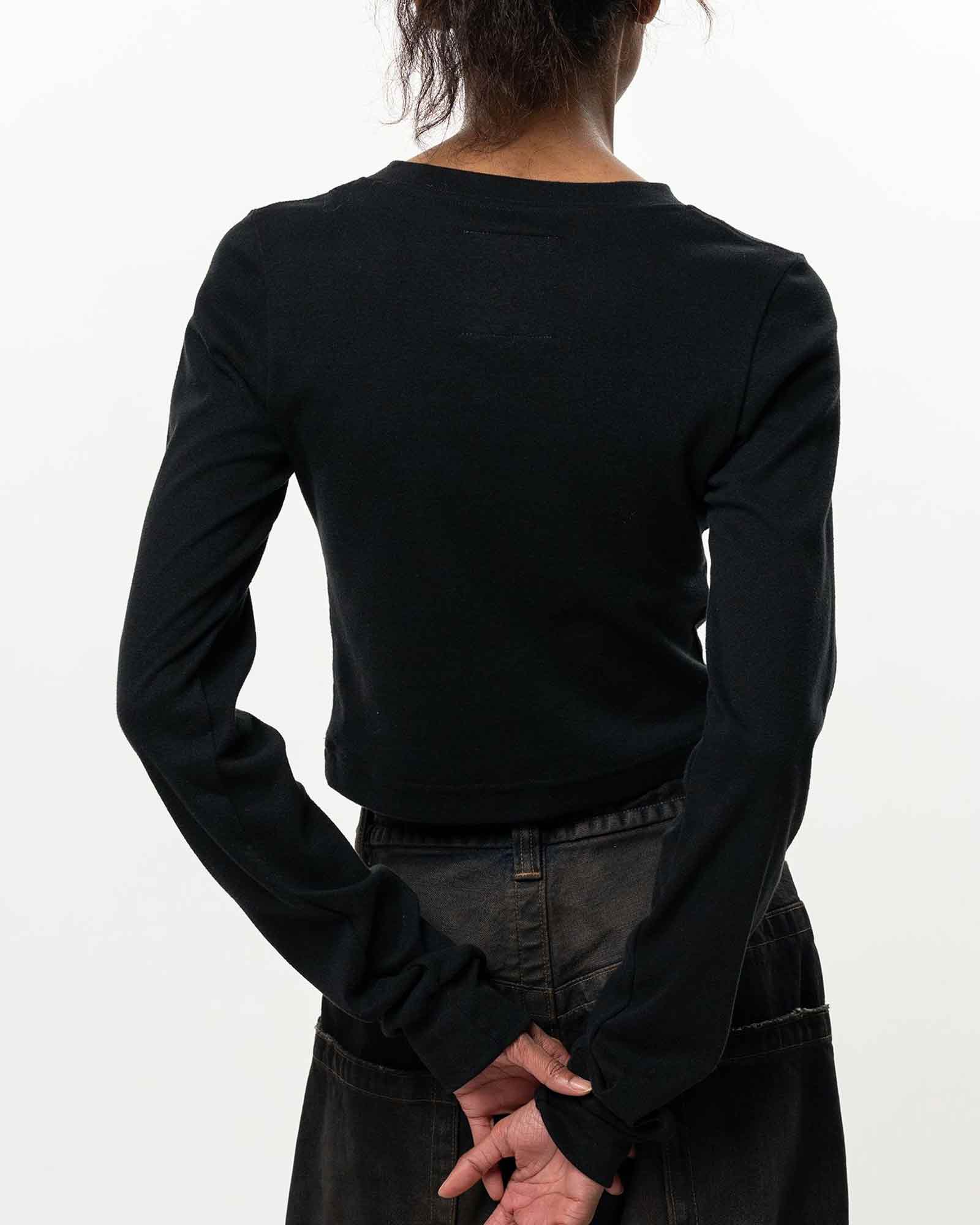 MIHARA YASUHIRO・Yasuhiro Mihara -  EMBROIDERY V NECK MINI LS TEE / BLACK