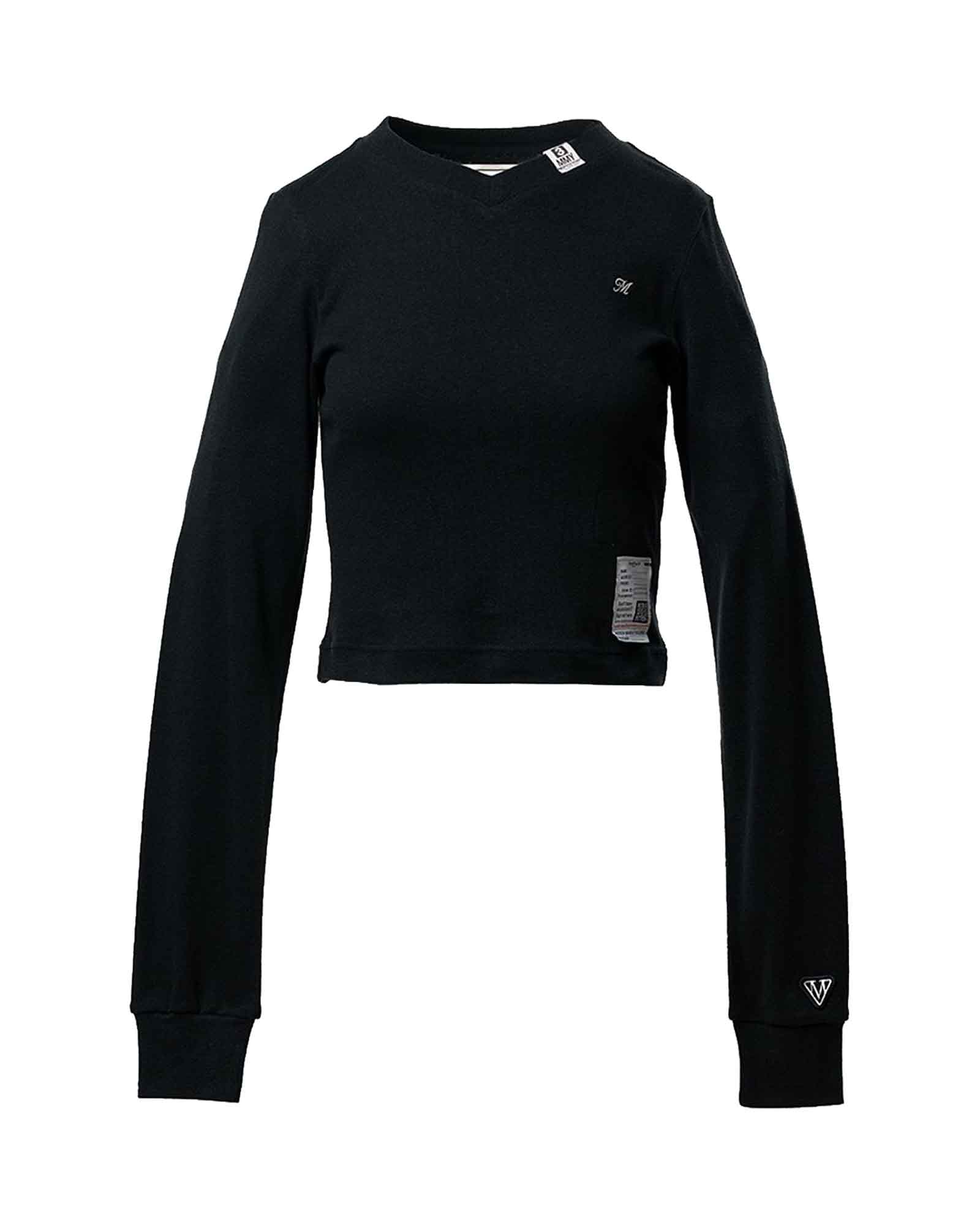 MIHARA YASUHIRO・Yasuhiro Mihara -  EMBROIDERY V NECK MINI LS TEE / BLACK
