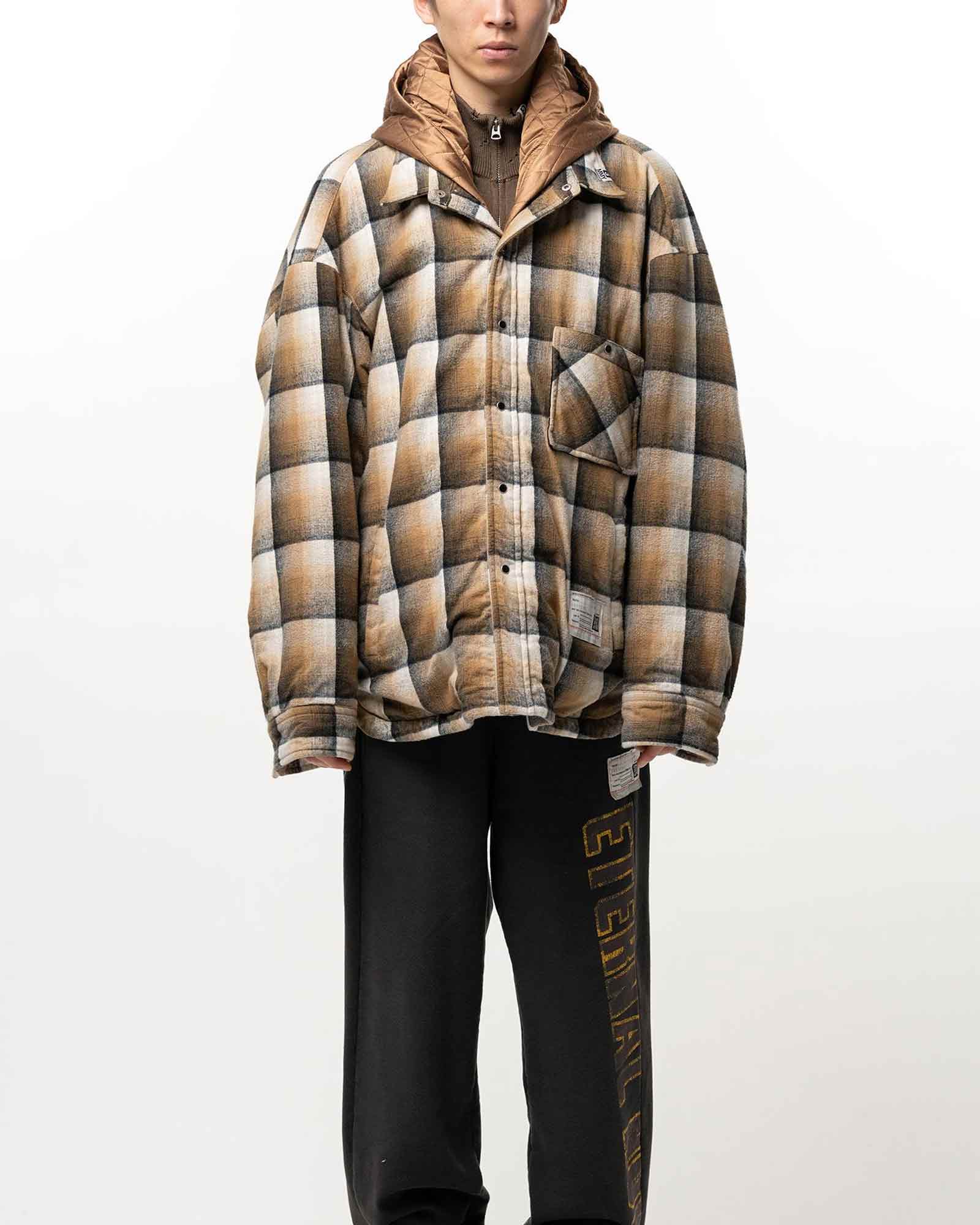 MIHARA YASUHIRO・ミハラヤスヒロ - ジャケット HOODED CHECK SHIRT / BEIGE
