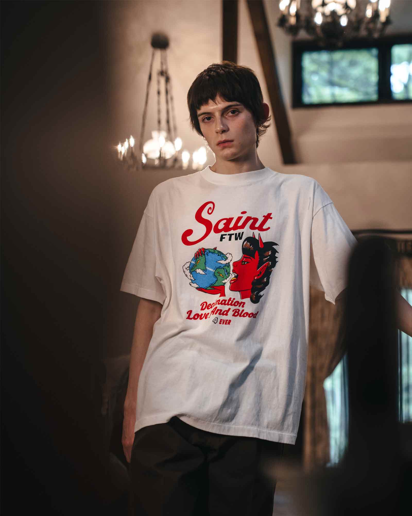 ©SAINT M××××××・セントマイケル - Tシャツ・カットソー SS TEE/SAINT DEVIL / WHITE
