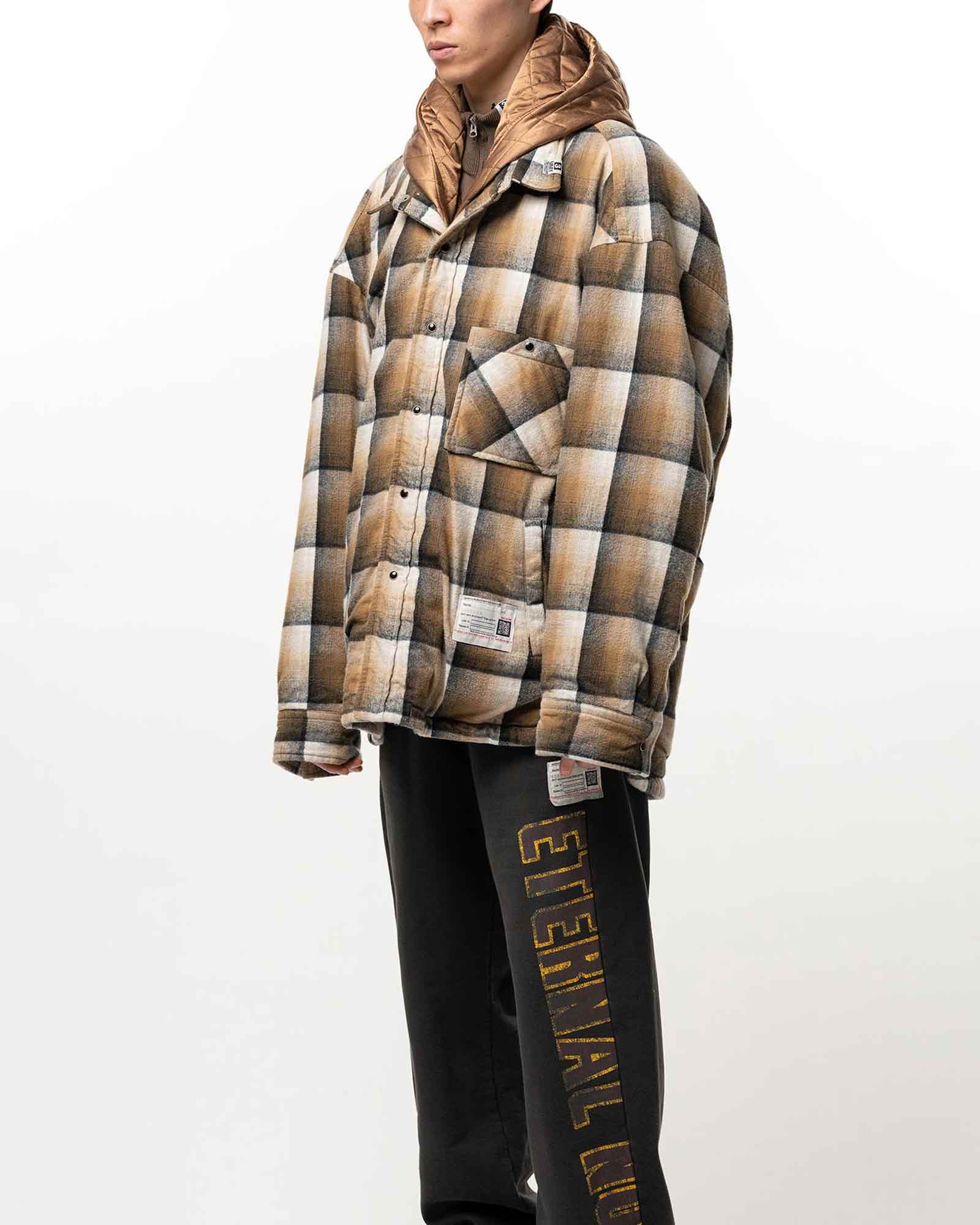 MIHARA YASUHIRO・ミハラヤスヒロ - ジャケット HOODED CHECK SHIRT / BEIGE