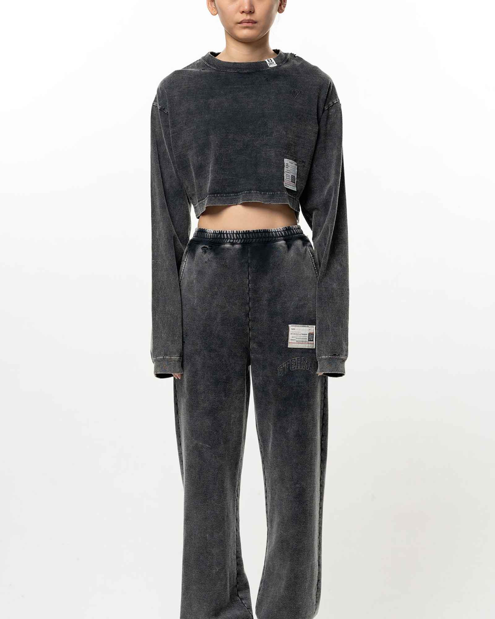 MIHARA YASUHIRO・Yasuhiro Mihara -  BLEACHED LS MINI TEE / BLACK