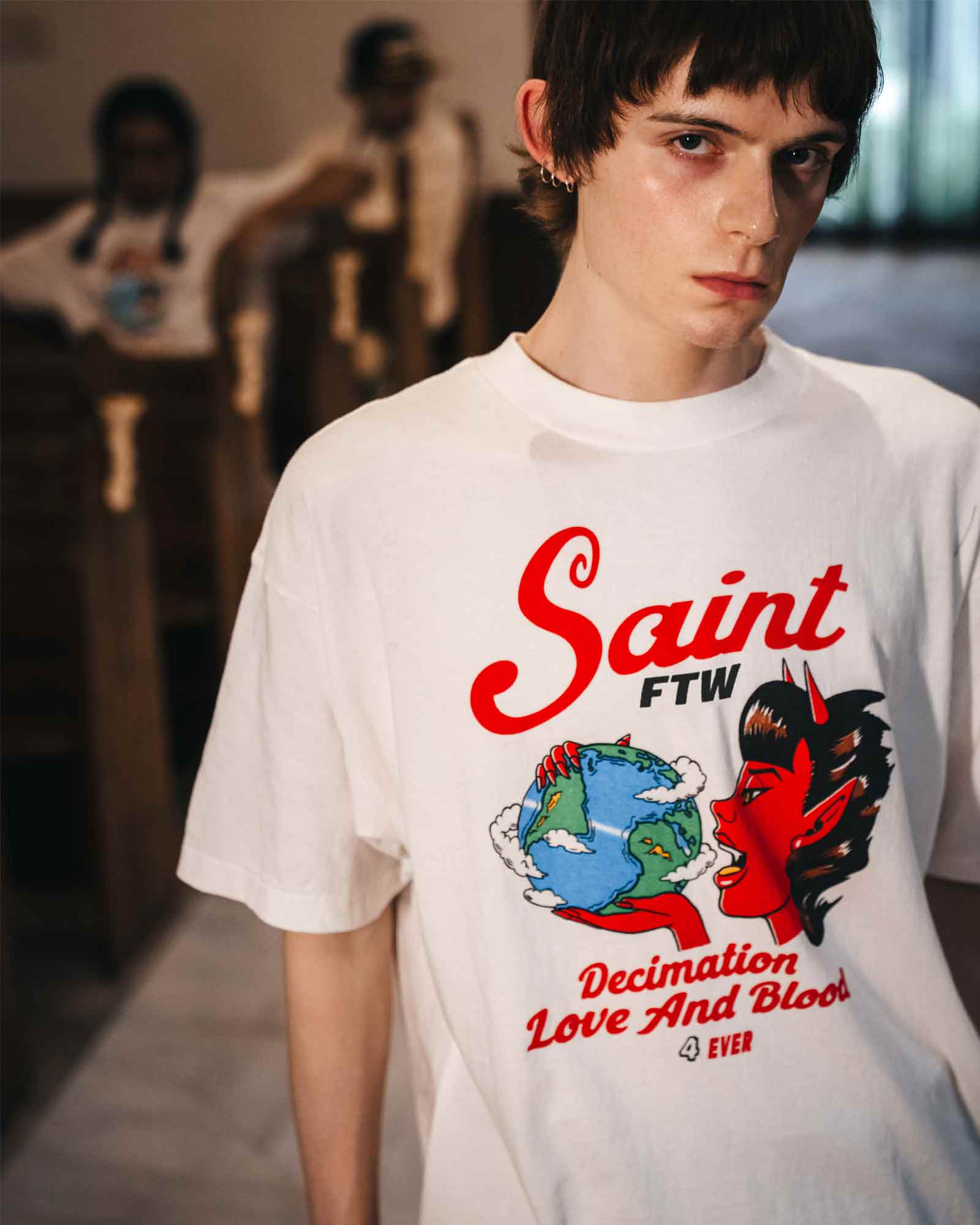 ©SAINT M××××××・セントマイケル - Tシャツ・カットソー SS TEE/SAINT DEVIL / WHITE