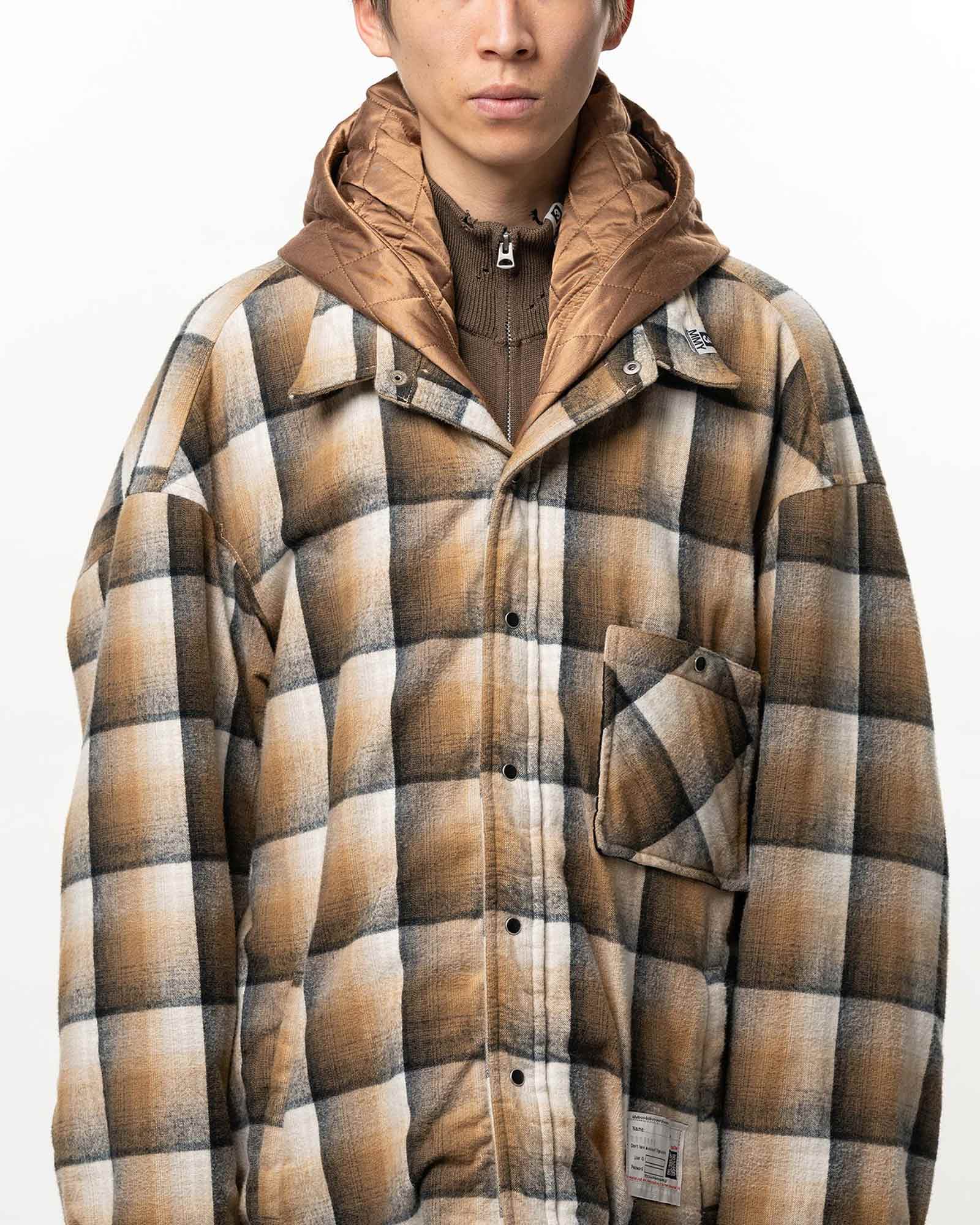 MIHARA YASUHIRO・ミハラヤスヒロ - ジャケット HOODED CHECK SHIRT / BEIGE