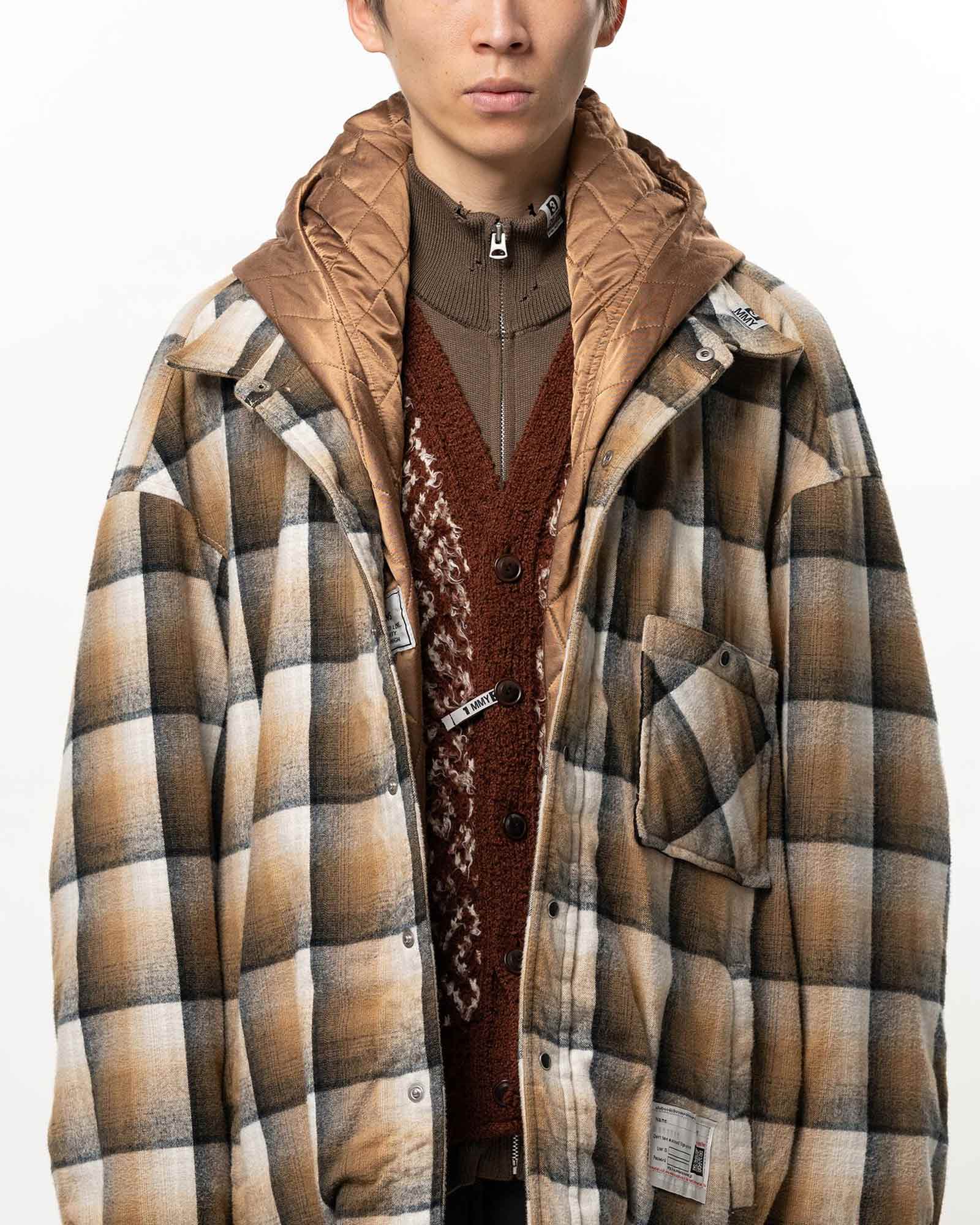 MIHARA YASUHIRO・ミハラヤスヒロ - ジャケット HOODED CHECK SHIRT / BEIGE