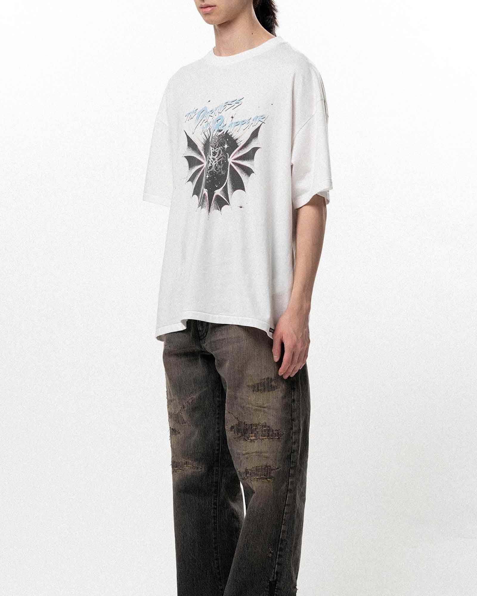 KAMIYA・カミヤ - Tシャツ・カットソー “THE DARKNESS WILL DISAPPEAR” TEE T/C / WHITE