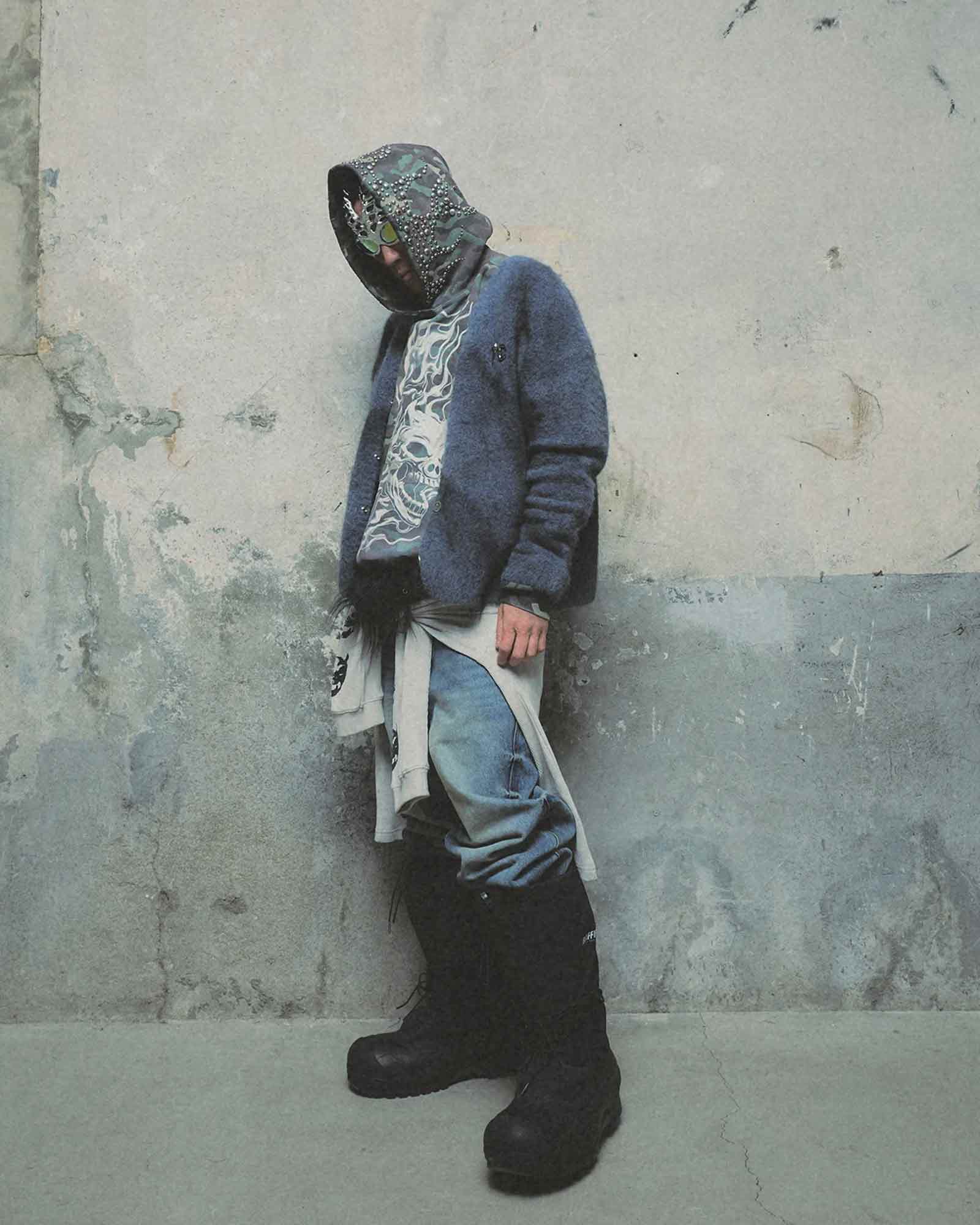 THUG CLUB・サグクラブ - ニット・セーター SOFTCORE CARDIGAN / BLUE