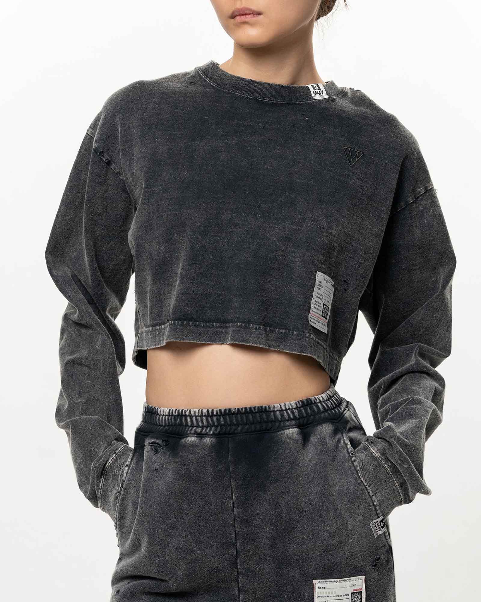 MIHARA YASUHIRO・Yasuhiro Mihara -  BLEACHED LS MINI TEE / BLACK