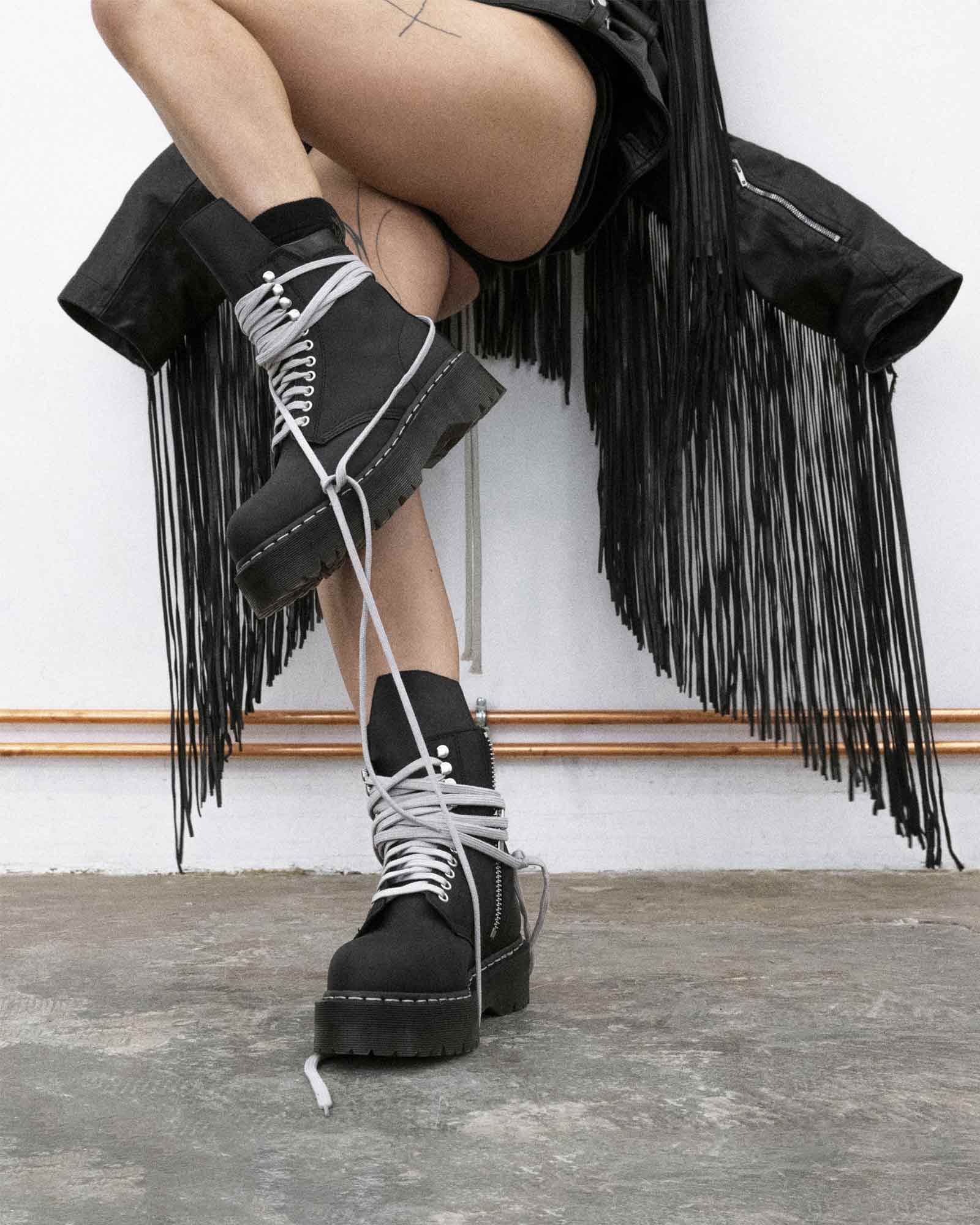 RICK OWENS・rick owens -  QUAD SOLE STEEL TOE BOOT / BLACK