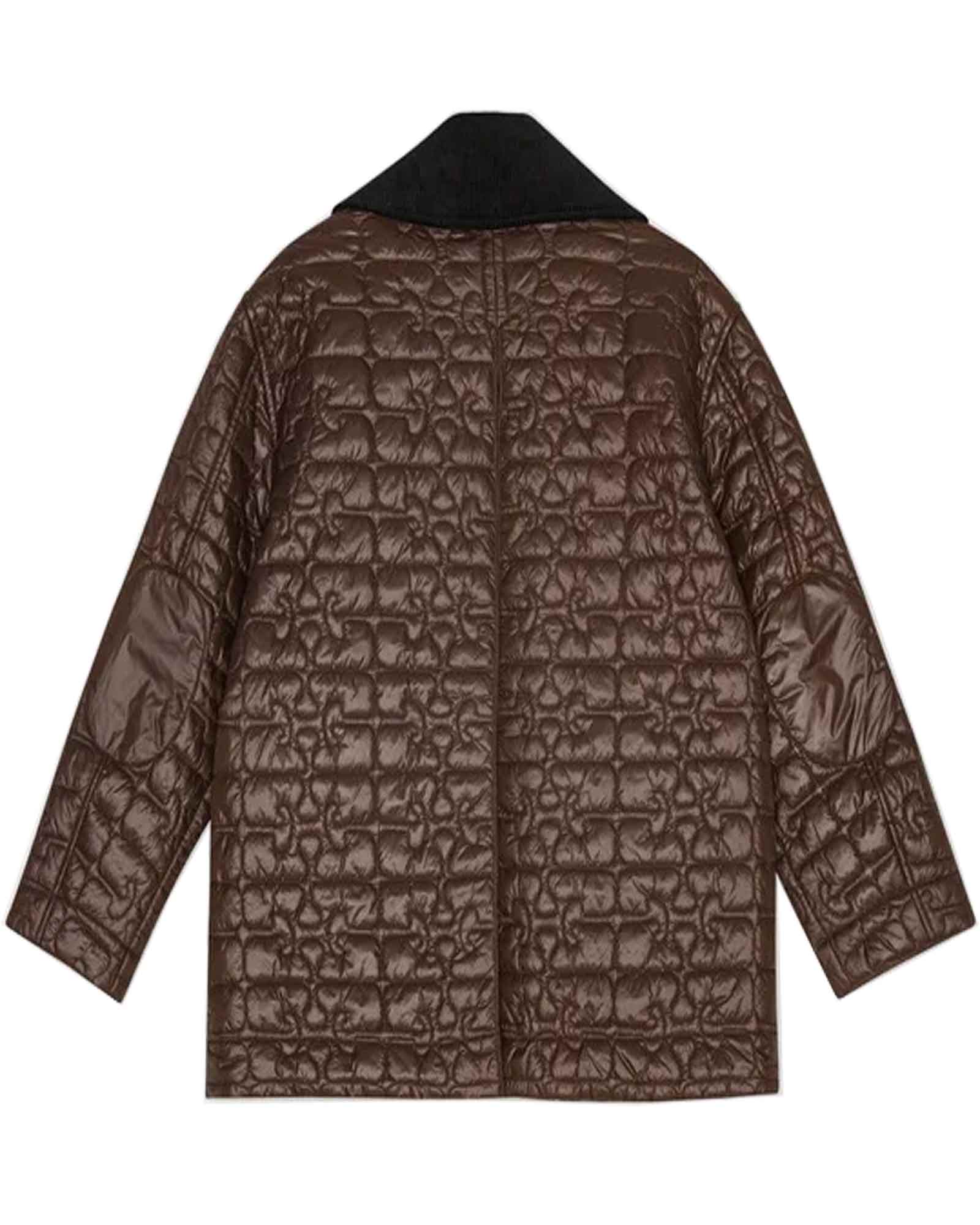GANNI・Gunny -  SHINY QUILT MIDI JACKET / CHICORYCOF