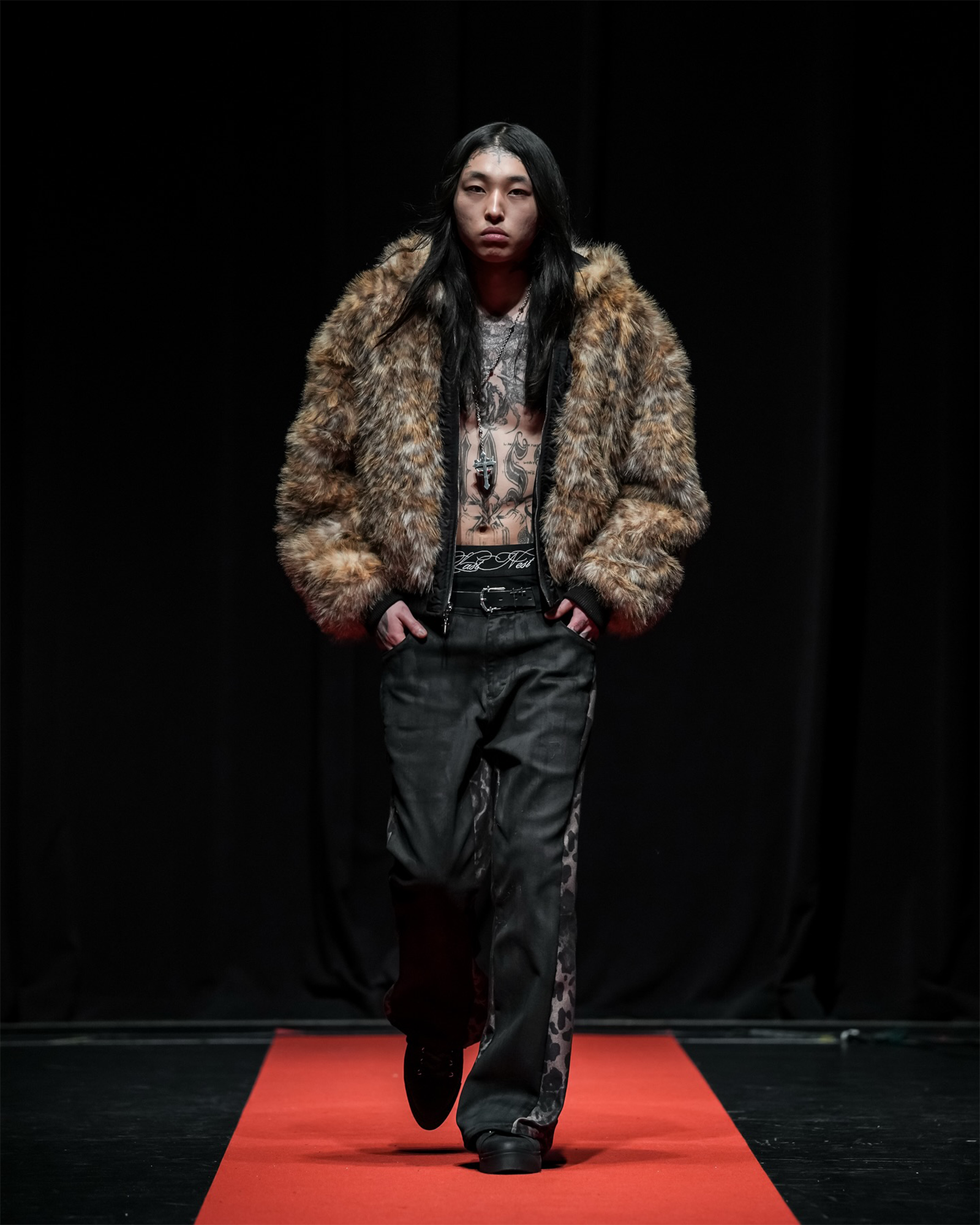 LAST NEST・ラストネスト - ジャケット REVERSIBLE LEOPARD FUR JACKET / BLACK