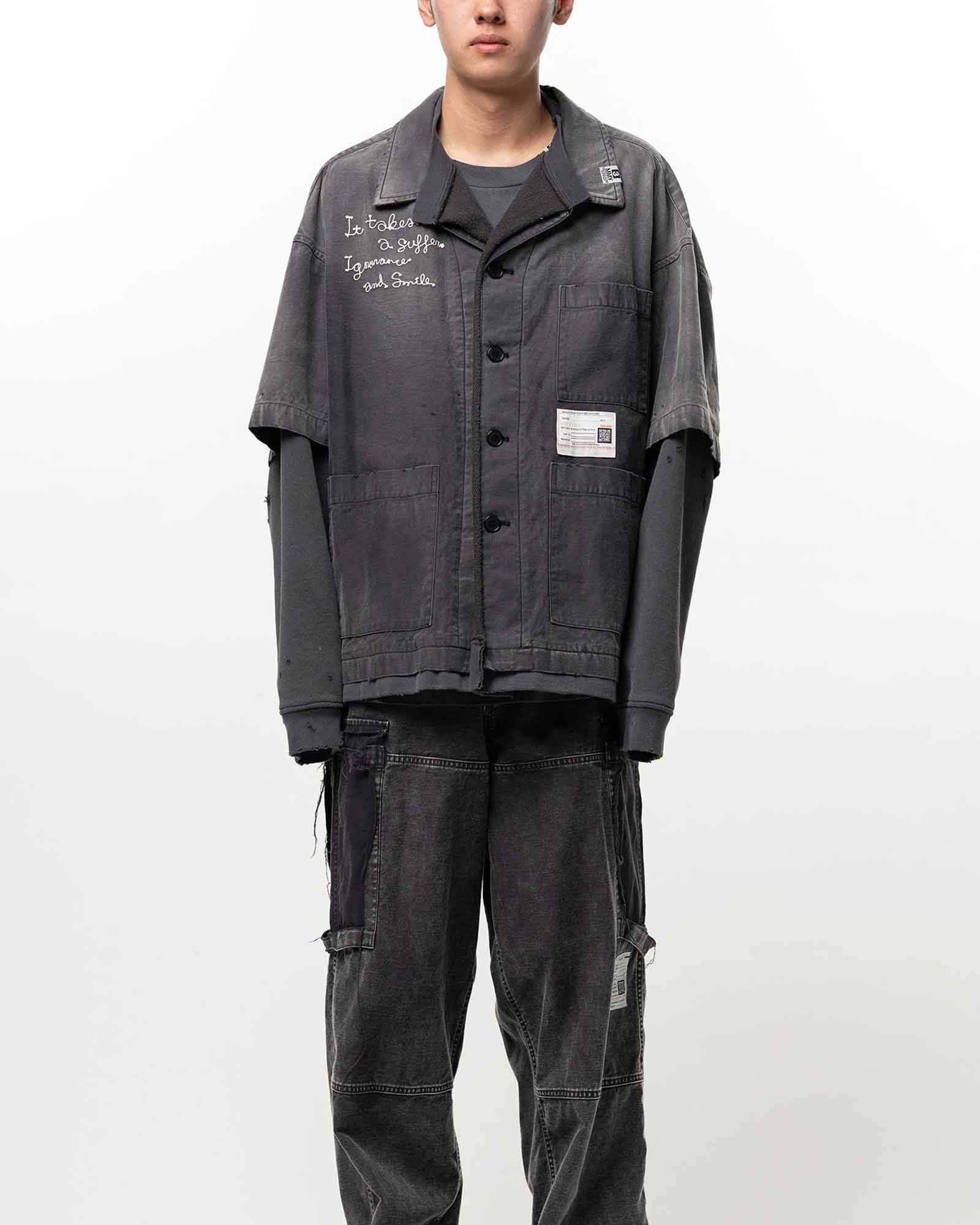MIHARA YASUHIRO・ミハラヤスヒロ - シャツ LAYERED SWEAT × SHIRT / BLACK