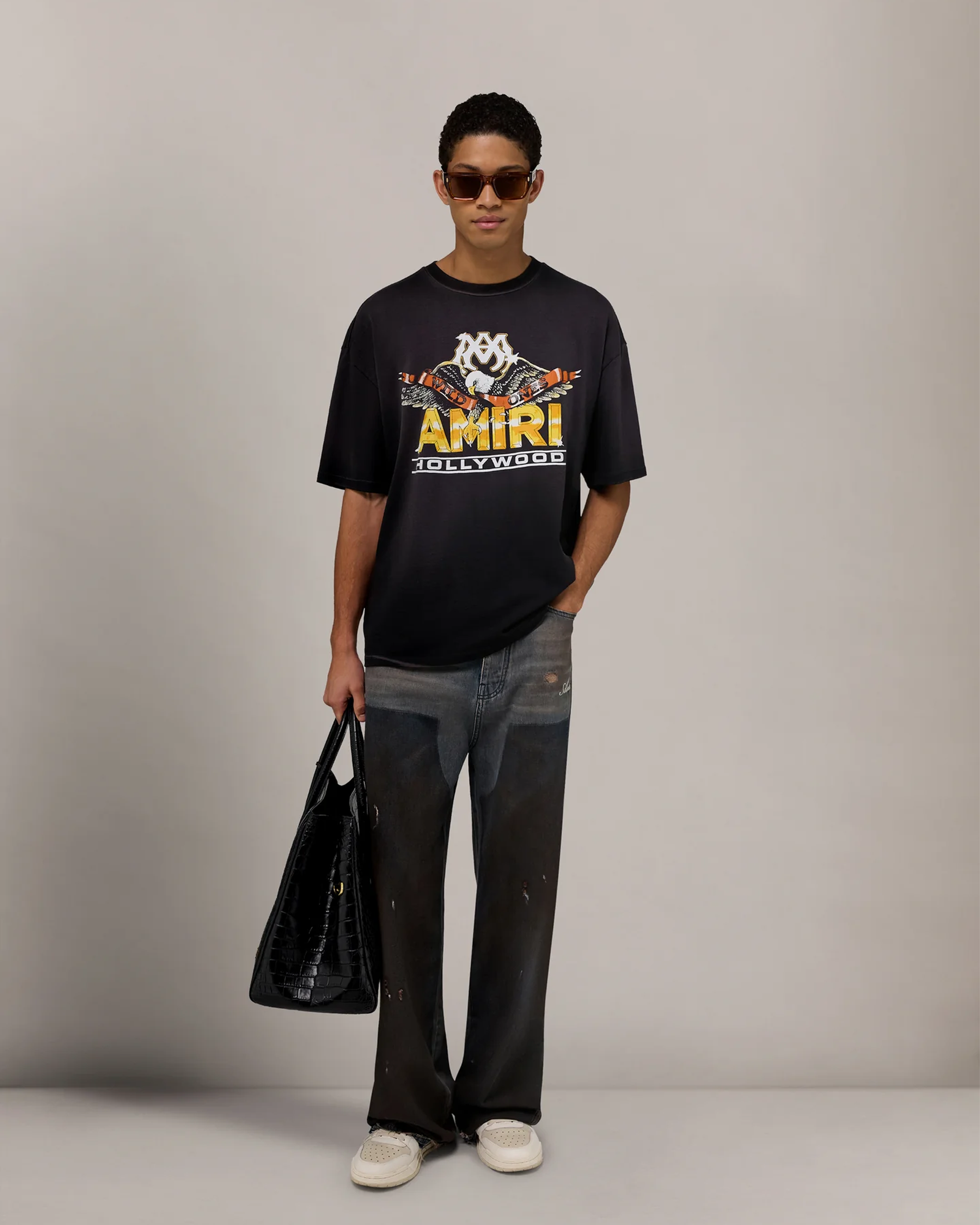 AMIRI・アミリ - Tシャツ・カットソー "EAGLE VINT HJ GD SKATE TEE" / BLACK