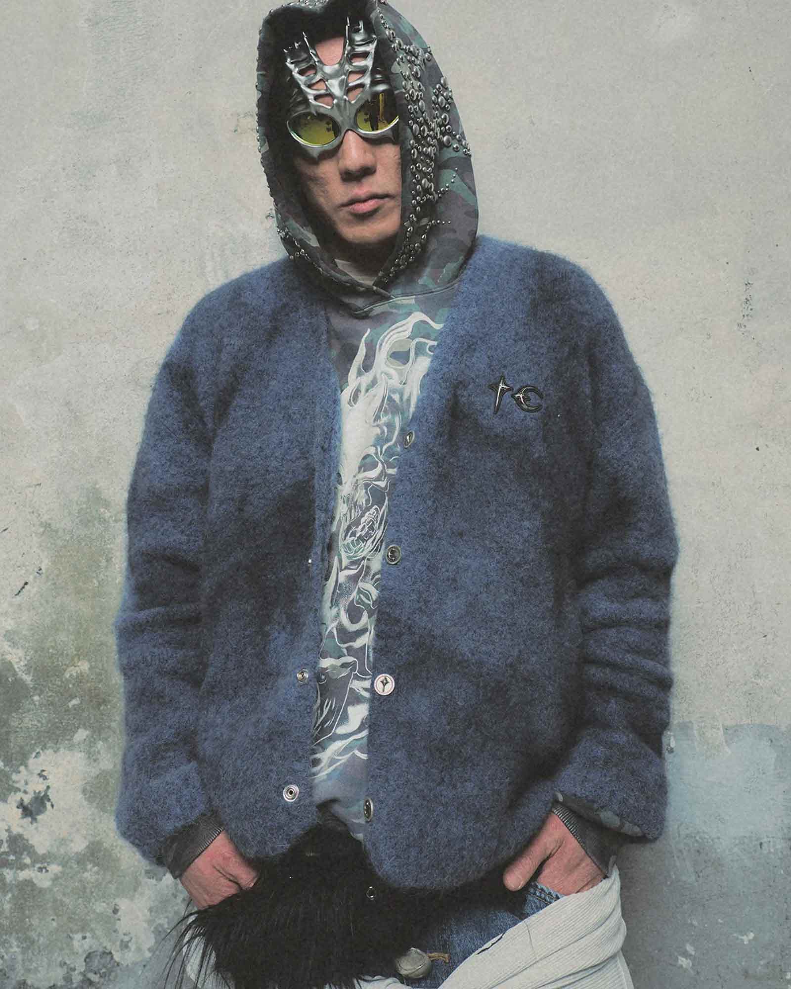 THUG CLUB・サグクラブ - ニット・セーター SOFTCORE CARDIGAN / BLUE