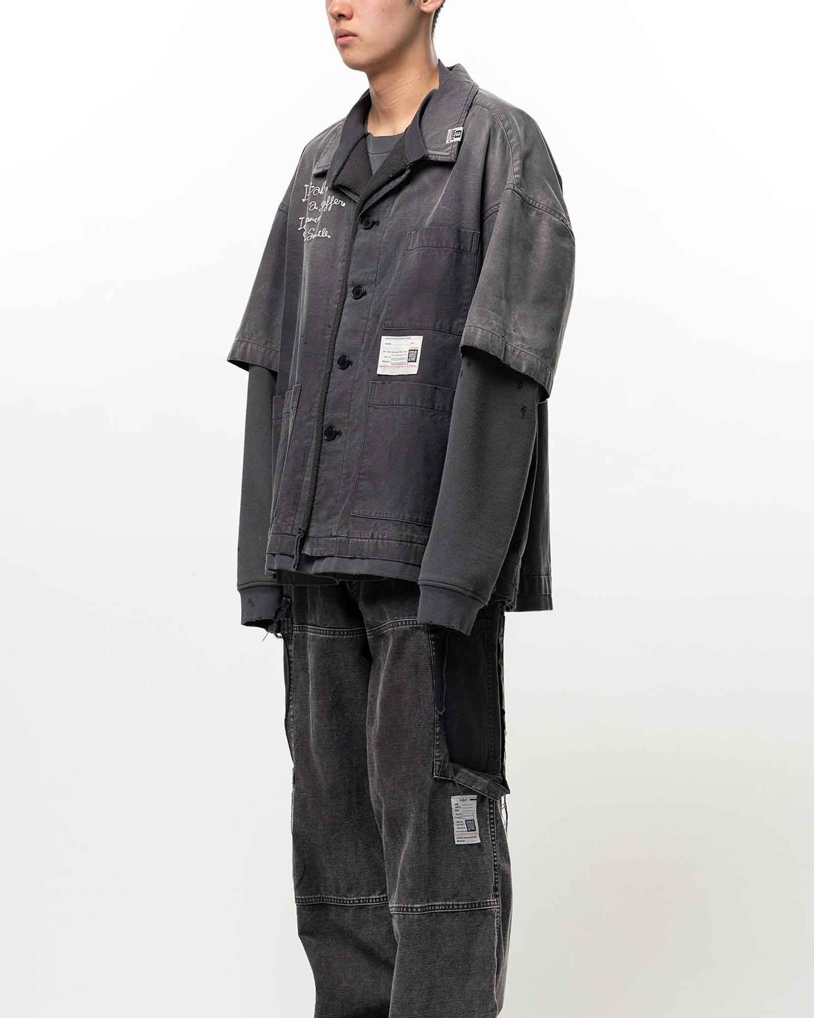 MIHARA YASUHIRO・ミハラヤスヒロ - シャツ LAYERED SWEAT × SHIRT / BLACK