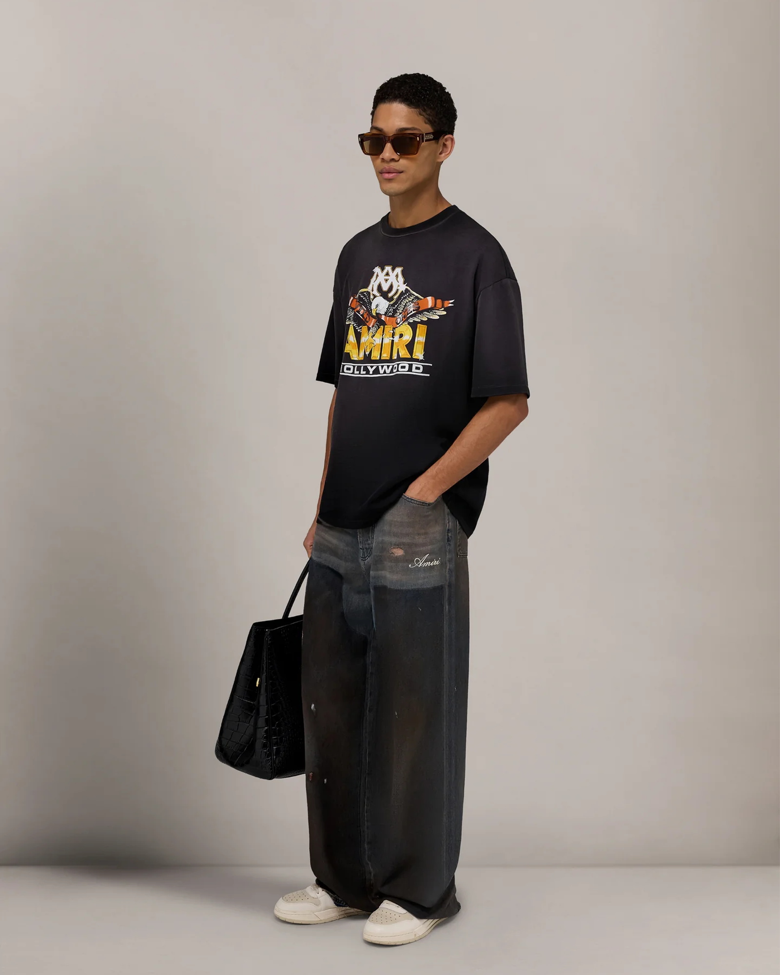 AMIRI・アミリ - Tシャツ・カットソー "EAGLE VINT HJ GD SKATE TEE" / BLACK