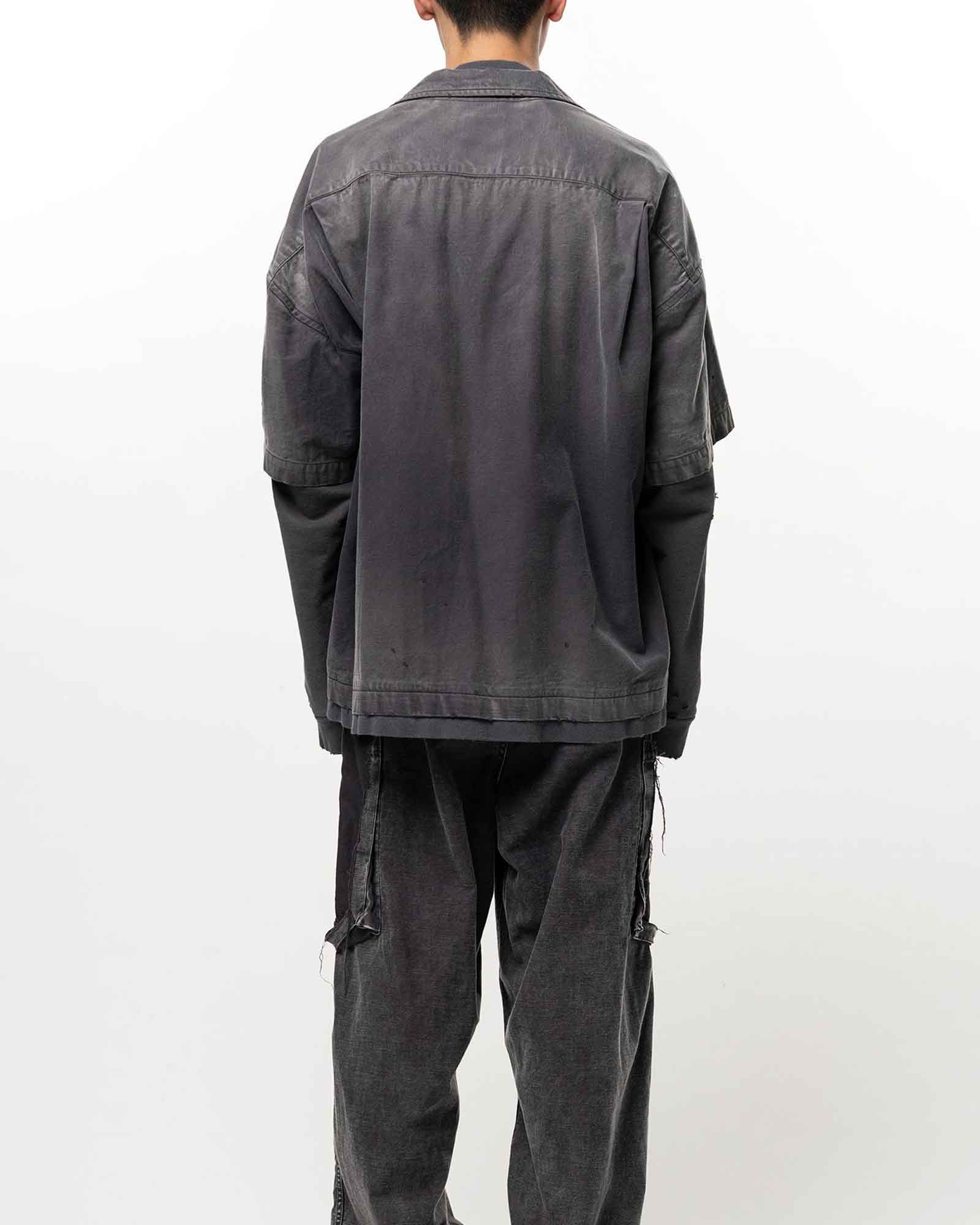 MIHARA YASUHIRO・ミハラヤスヒロ - シャツ LAYERED SWEAT × SHIRT / BLACK