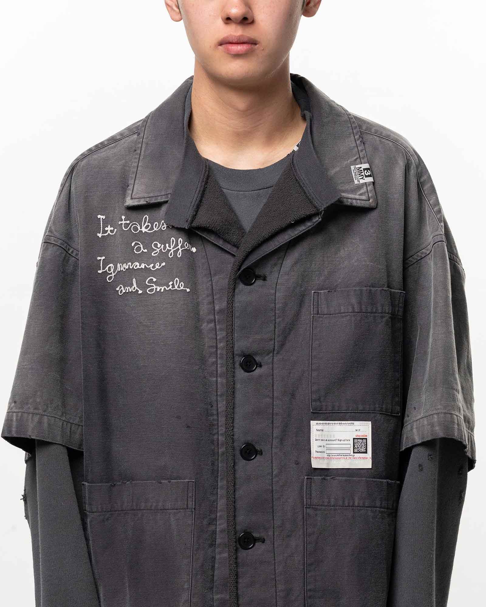 MIHARA YASUHIRO・ミハラヤスヒロ - シャツ LAYERED SWEAT × SHIRT / BLACK