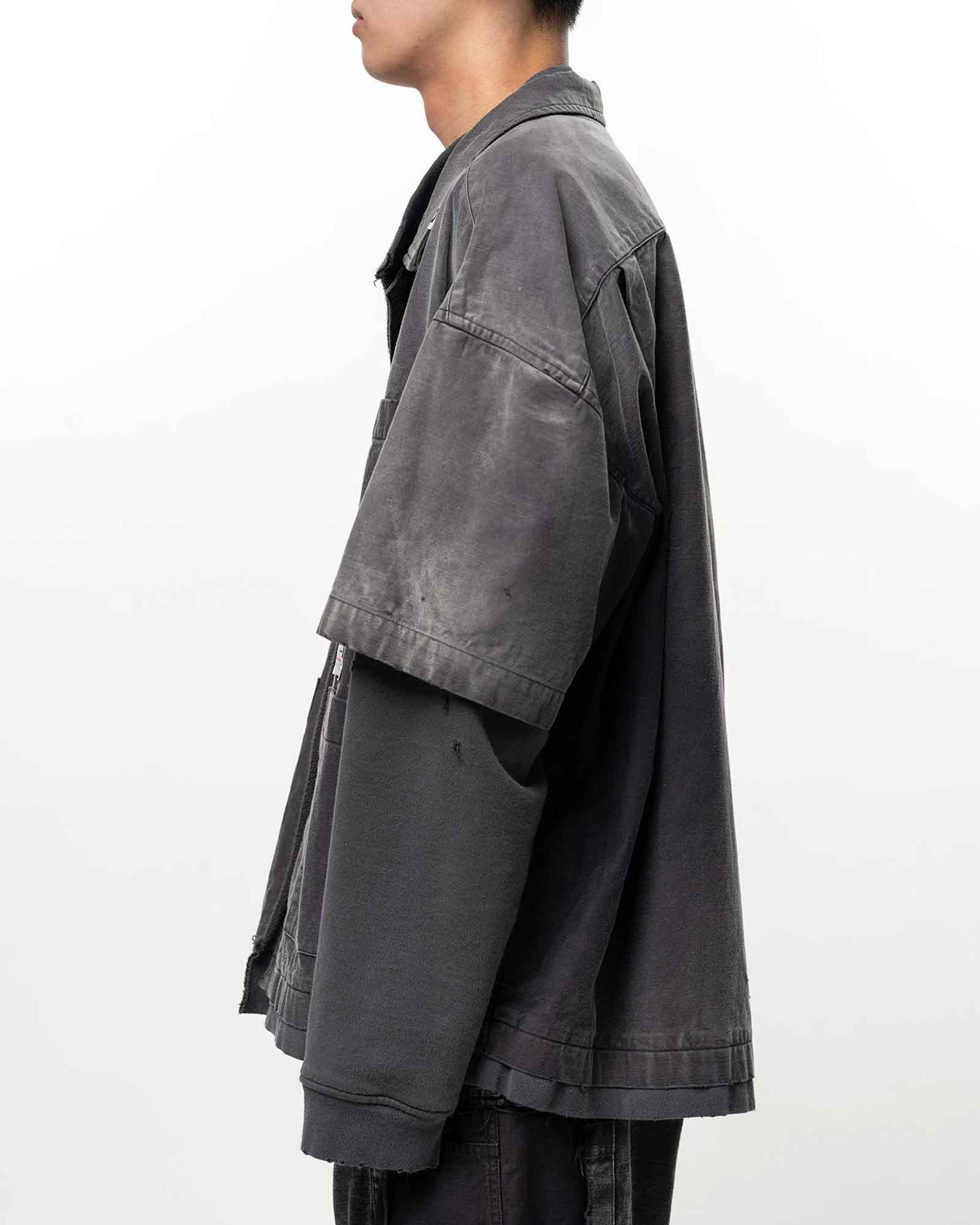 MIHARA YASUHIRO・ミハラヤスヒロ - シャツ LAYERED SWEAT × SHIRT / BLACK