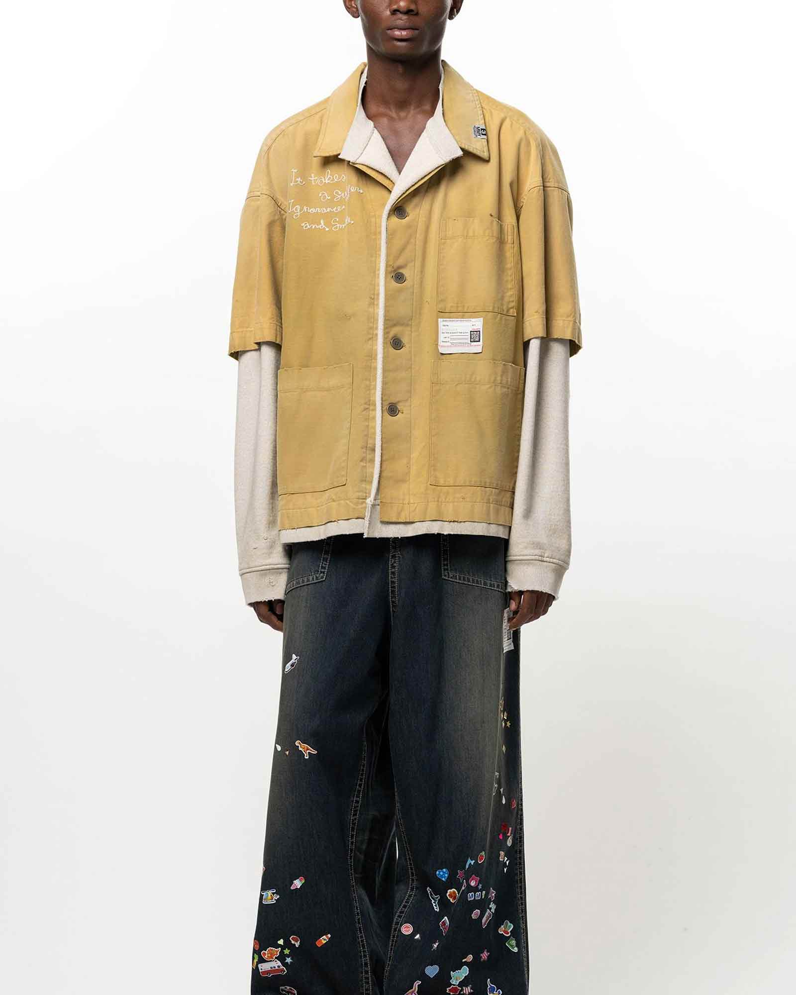 MIHARA YASUHIRO・ミハラヤスヒロ - シャツ LAYERED SWEAT × SHIRT / MUSTARD