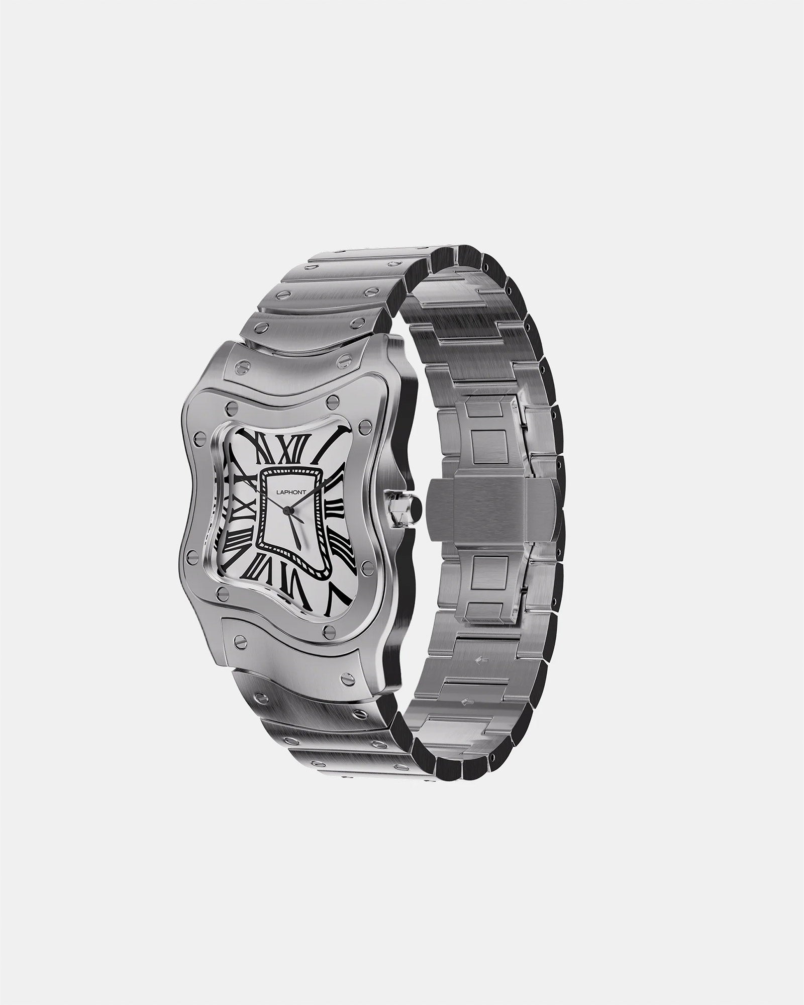 LAPHONT・ラフォン - ウォッチ LAURENT WATCH LARGE SILVER CASE STEEL BAND WHITE DIAL / SILVER