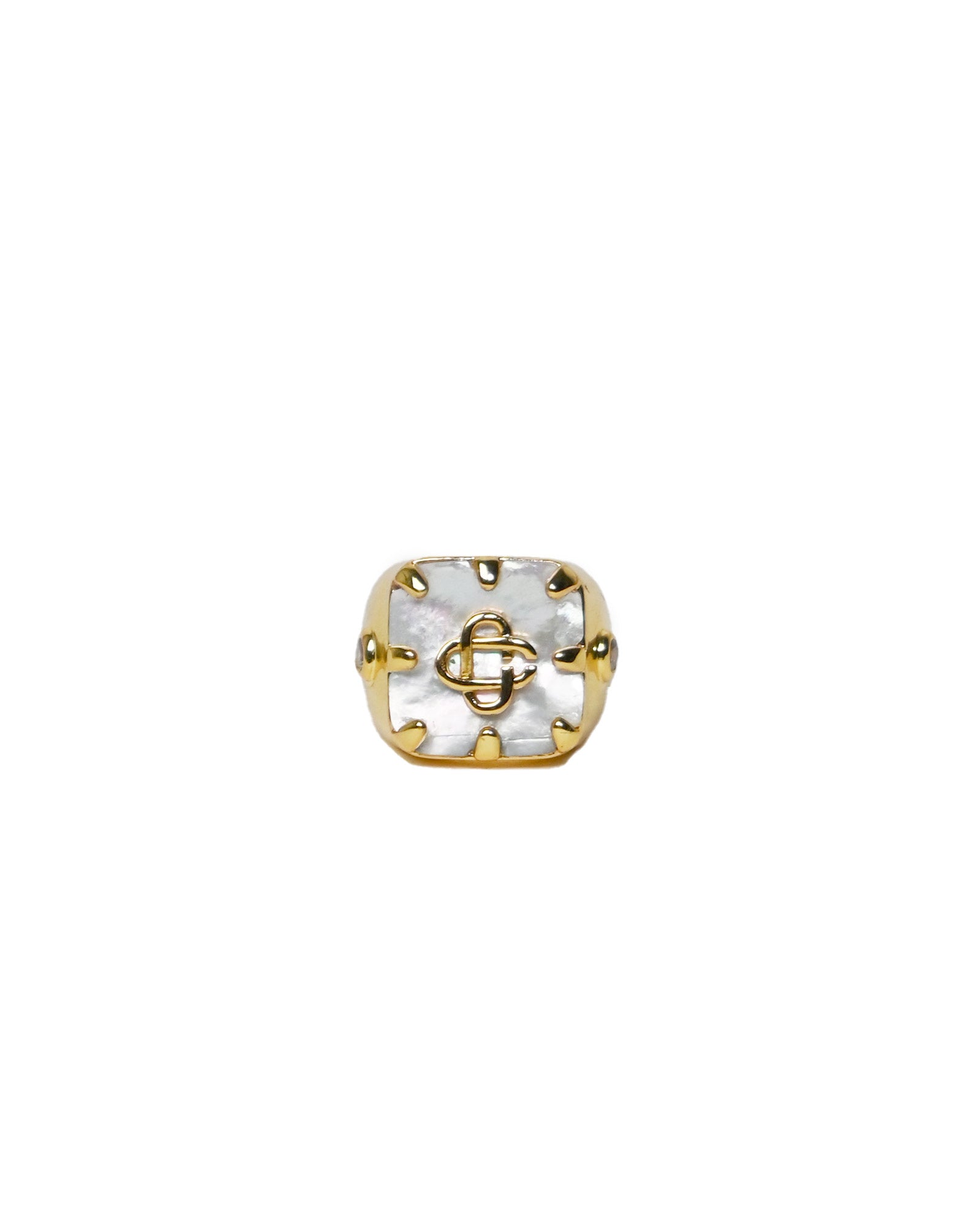 CASABLANCA・casablanca -  MOTHER OF PEARL CLAW SIGNET RING / GOLD/WHITE
