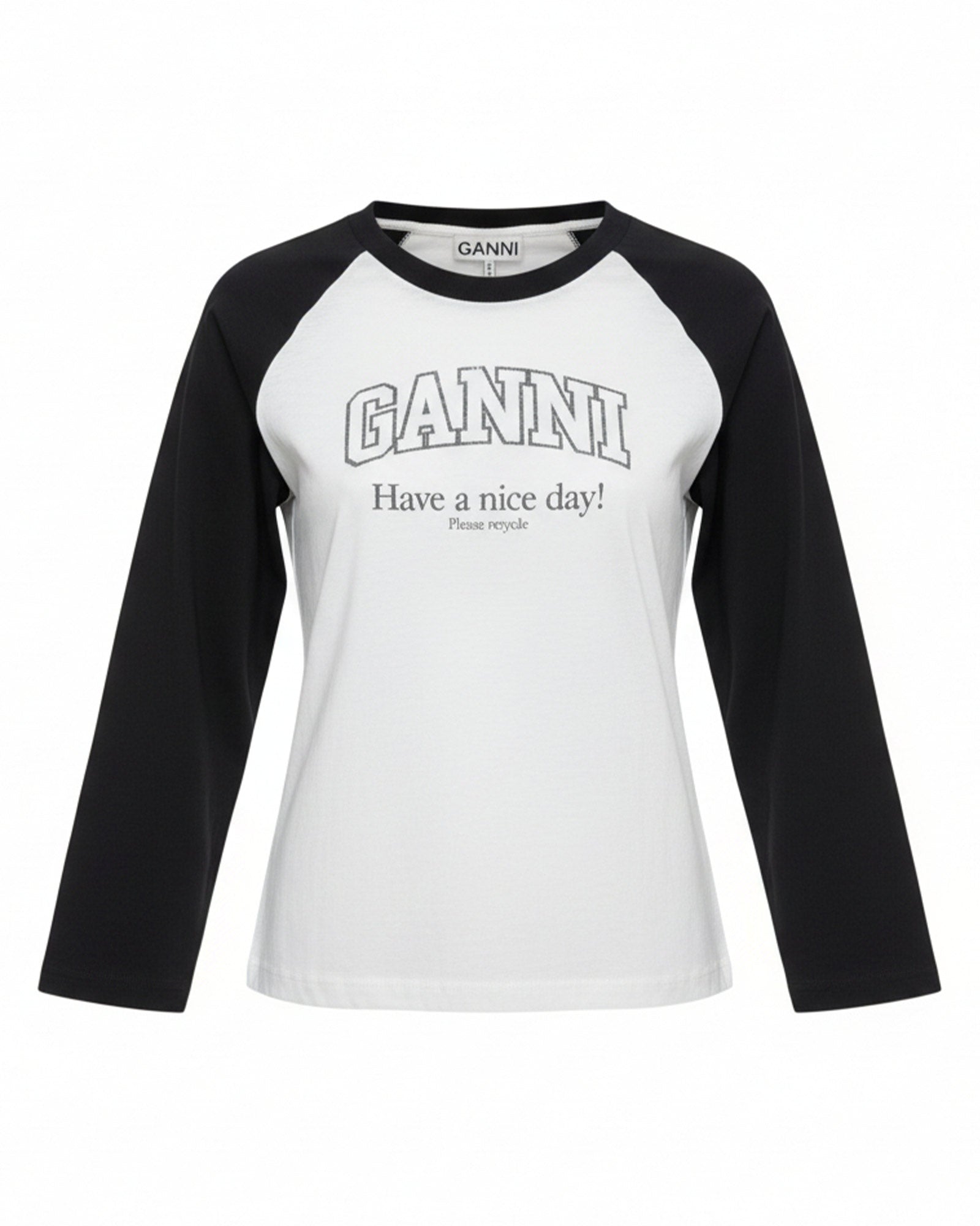 GANNI・ガニー - Tシャツ・カットソー BASIC JERSEY BASEBALL T-SHIRT / BRIGHT WHITE