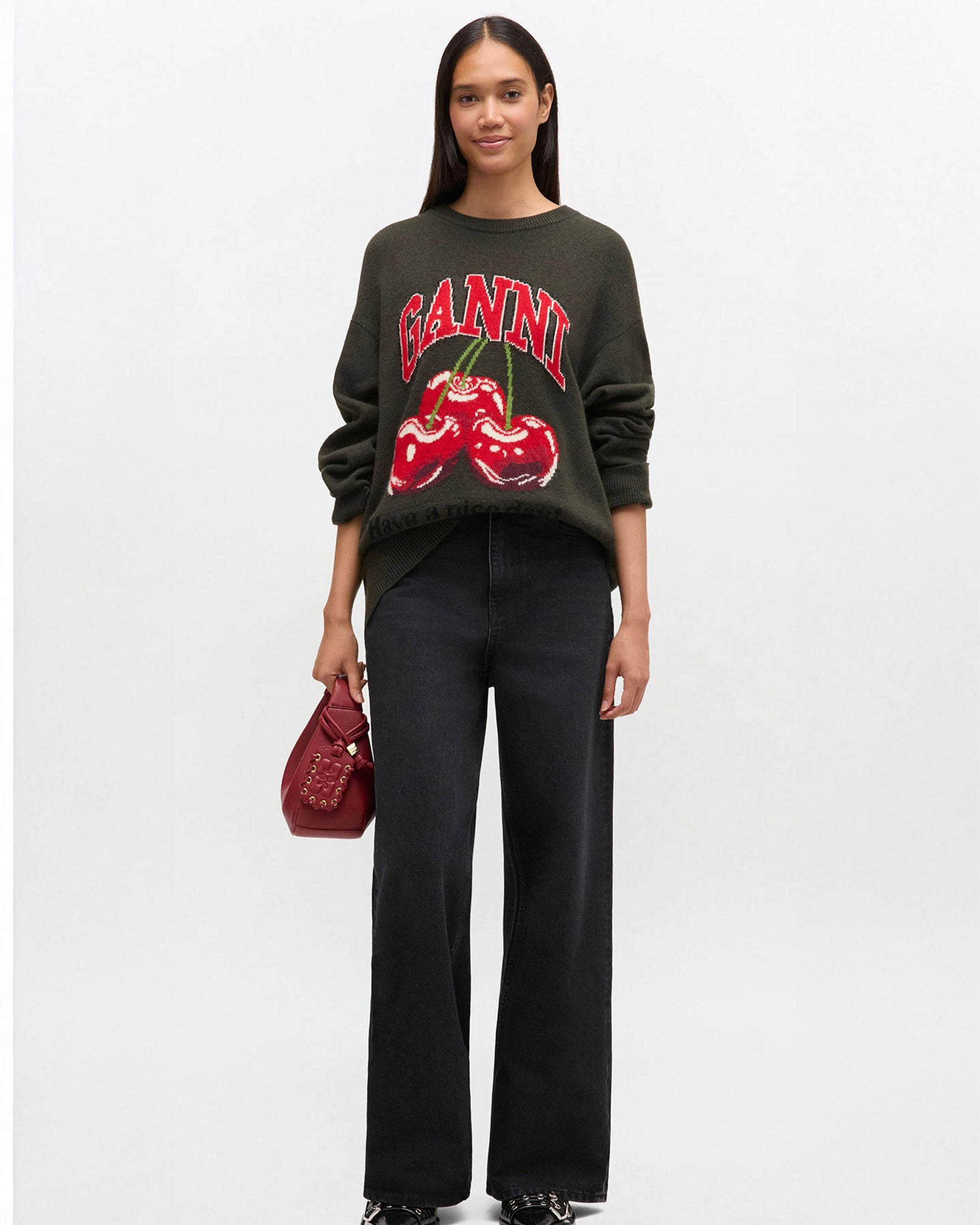 GANNI・ガニー - ニット・セーター BASIC JERSEY TIGER RELAXED T-SHIRT / KALAMATA