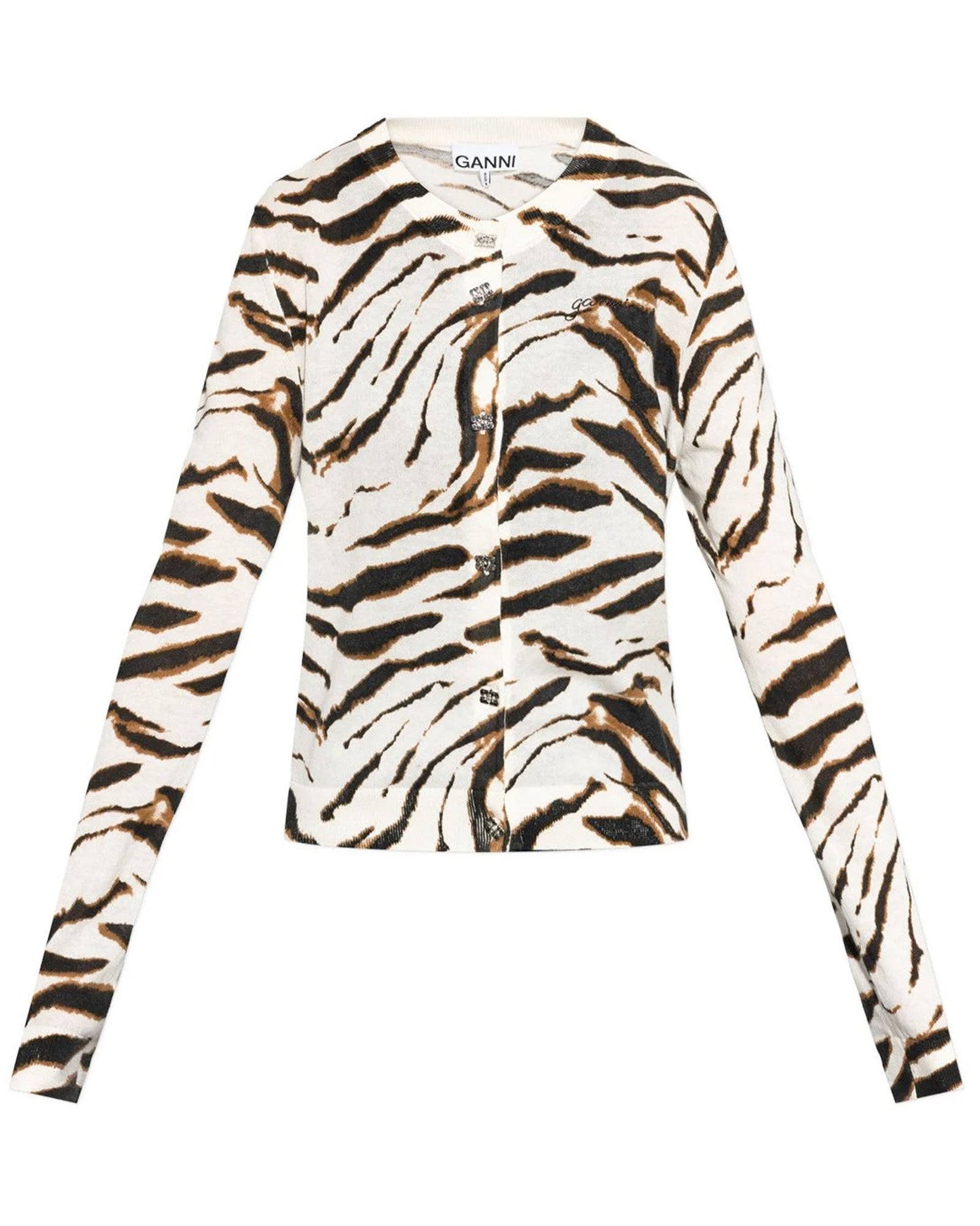 GANNI・ガニー - トップス SHEER PRINTED COTTON CARDIGAN / EGRET