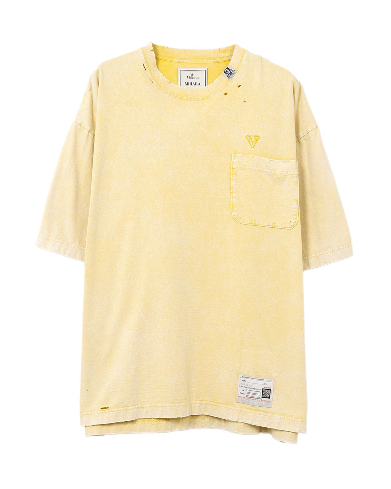 MIHARA YASUHIRO・ミハラヤスヒロ - Tシャツ・カットソー BLEACHED TEE / YELLOW