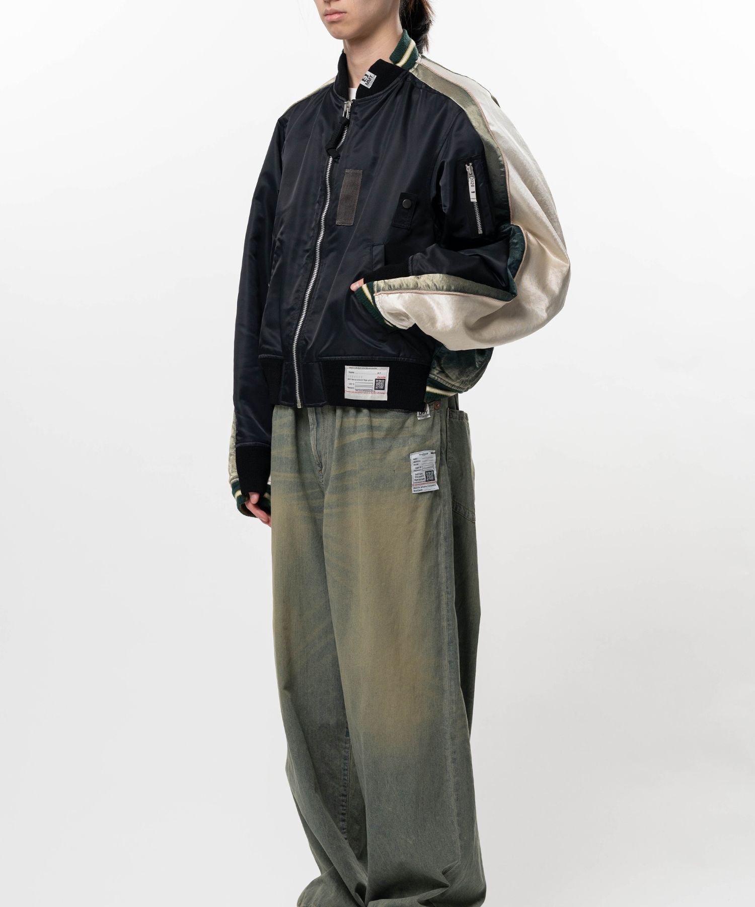 MIHARA YASUHIRO・ミハラヤスヒロ - ジャケット COMBINED MA-1×SUKAJAN / BLACK