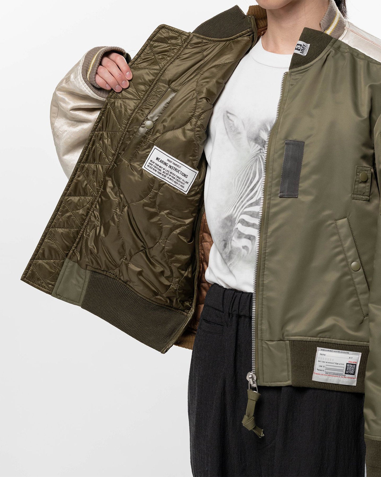 MIHARA YASUHIRO・ミハラヤスヒロ - ジャケット COMBINED MA-1×SUKAJAN / KHAKI