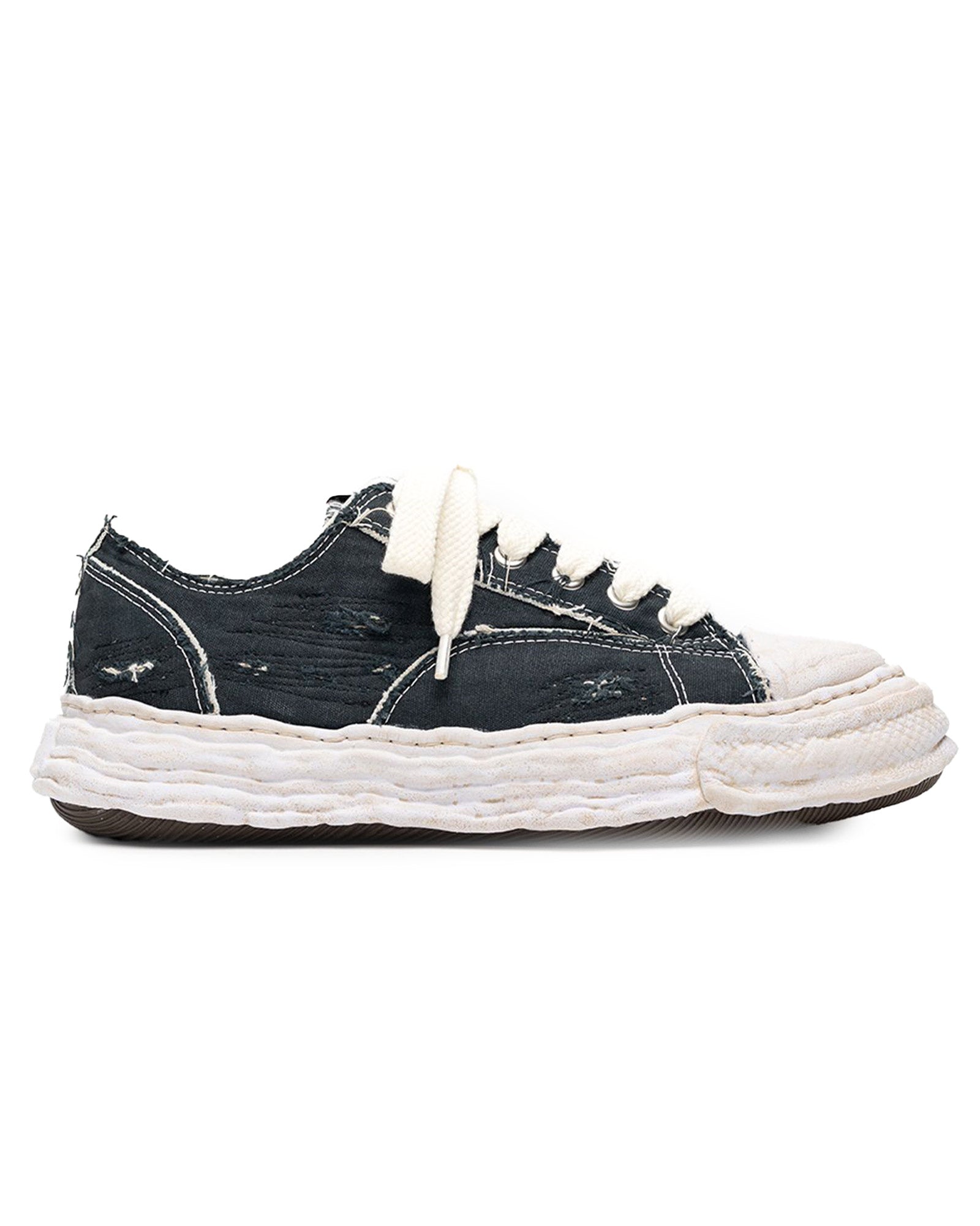 PETERSON23 / RIPPED OVERDYE CANVAS LOW  / BLACK