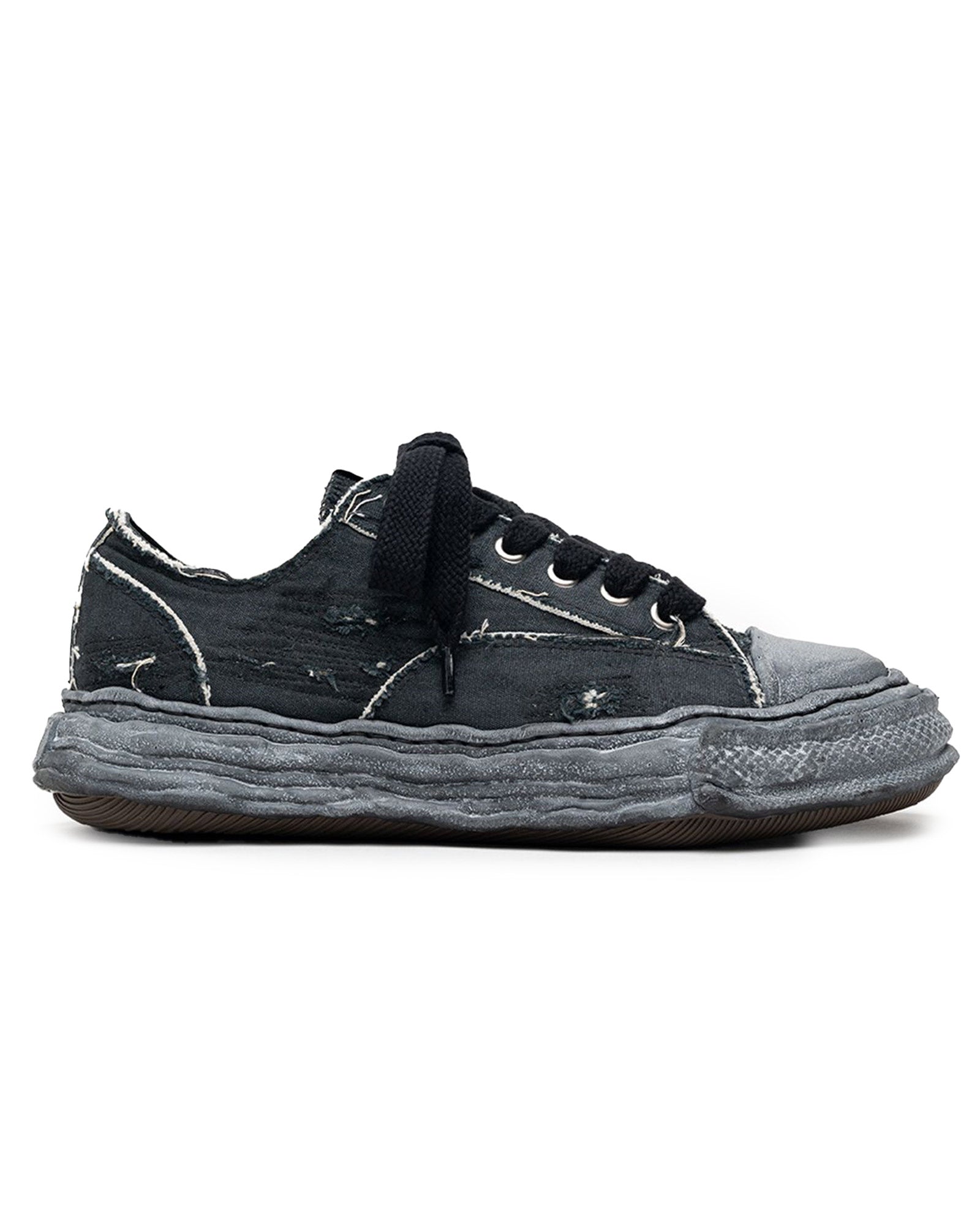 PETERSON23 / RIPPED OVERDYE CANVAS LOW / BLK/BLK