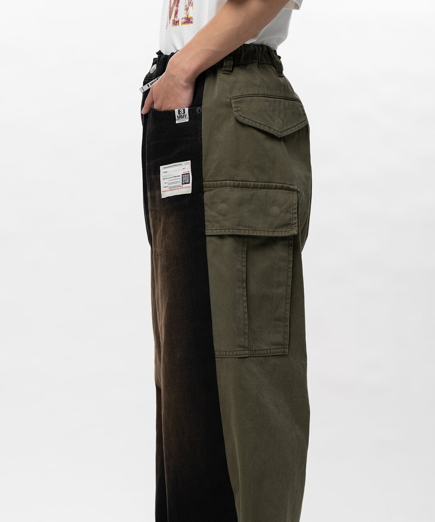 MIHARA YASUHIRO (ミハラヤスヒロ) FRONT BACK COMBINED DENIM PANTS