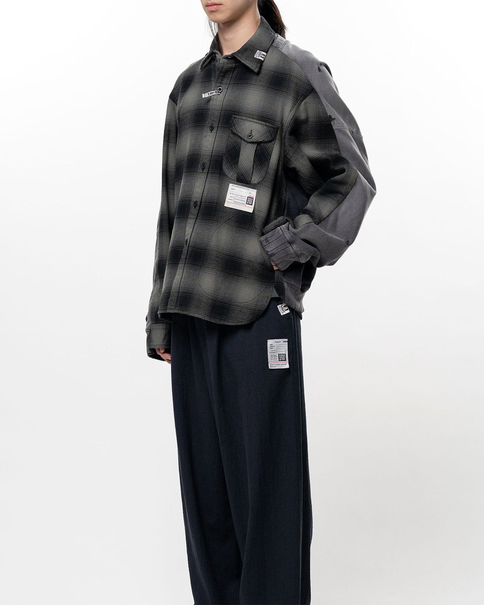 MIHARA YASUHIRO・ミハラヤスヒロ - シャツ COMBINED SHIRTS×SWEAT / BLK/GRY