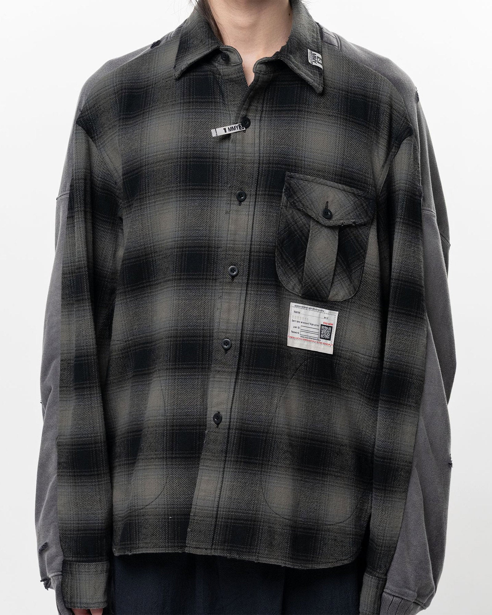 MIHARA YASUHIRO・ミハラヤスヒロ - シャツ COMBINED SHIRTS×SWEAT / BLK/GRY