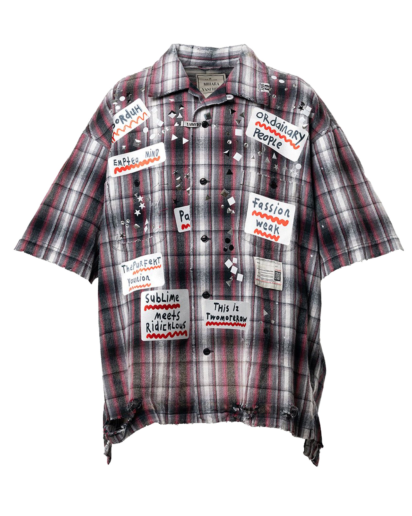 MIHARA YASUHIRO・ミハラヤスヒロ -  H/S CHECK SH w STICKER / BLACK