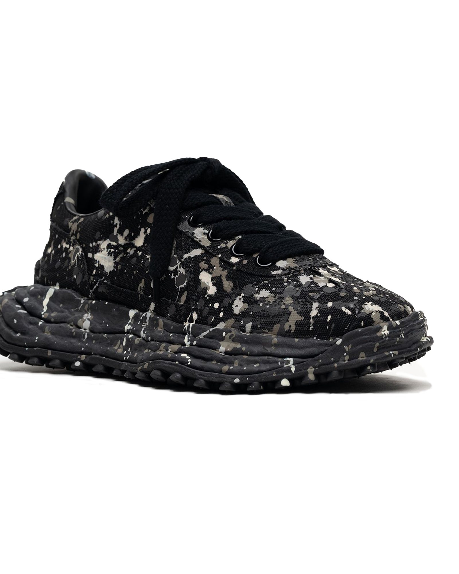 MIHARA YASUHIRO・Yasuhiro Mihara -  LARRY SPUTTERING LOW-TOP SNEAKERS / BLK/BLK
