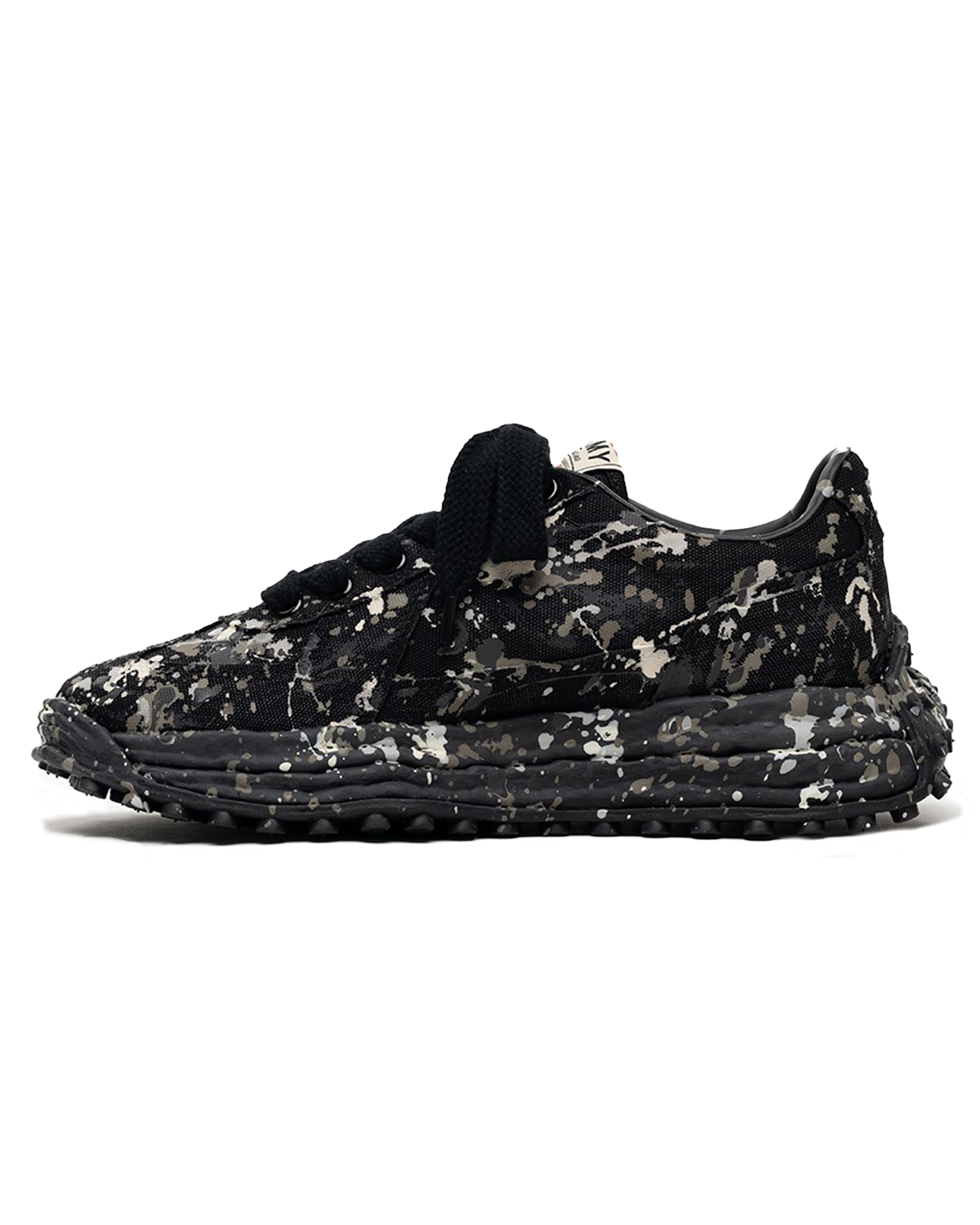 MIHARA YASUHIRO・Yasuhiro Mihara -  LARRY SPUTTERING LOW-TOP SNEAKERS / BLK/BLK