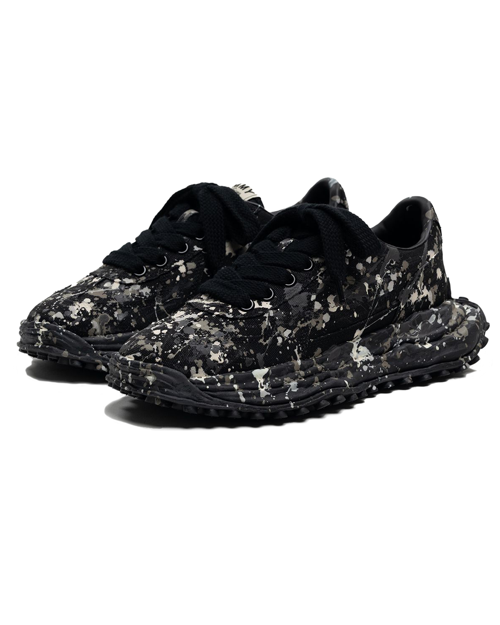 MIHARA YASUHIRO・Yasuhiro Mihara -  LARRY SPUTTERING LOW-TOP SNEAKERS / BLK/BLK
