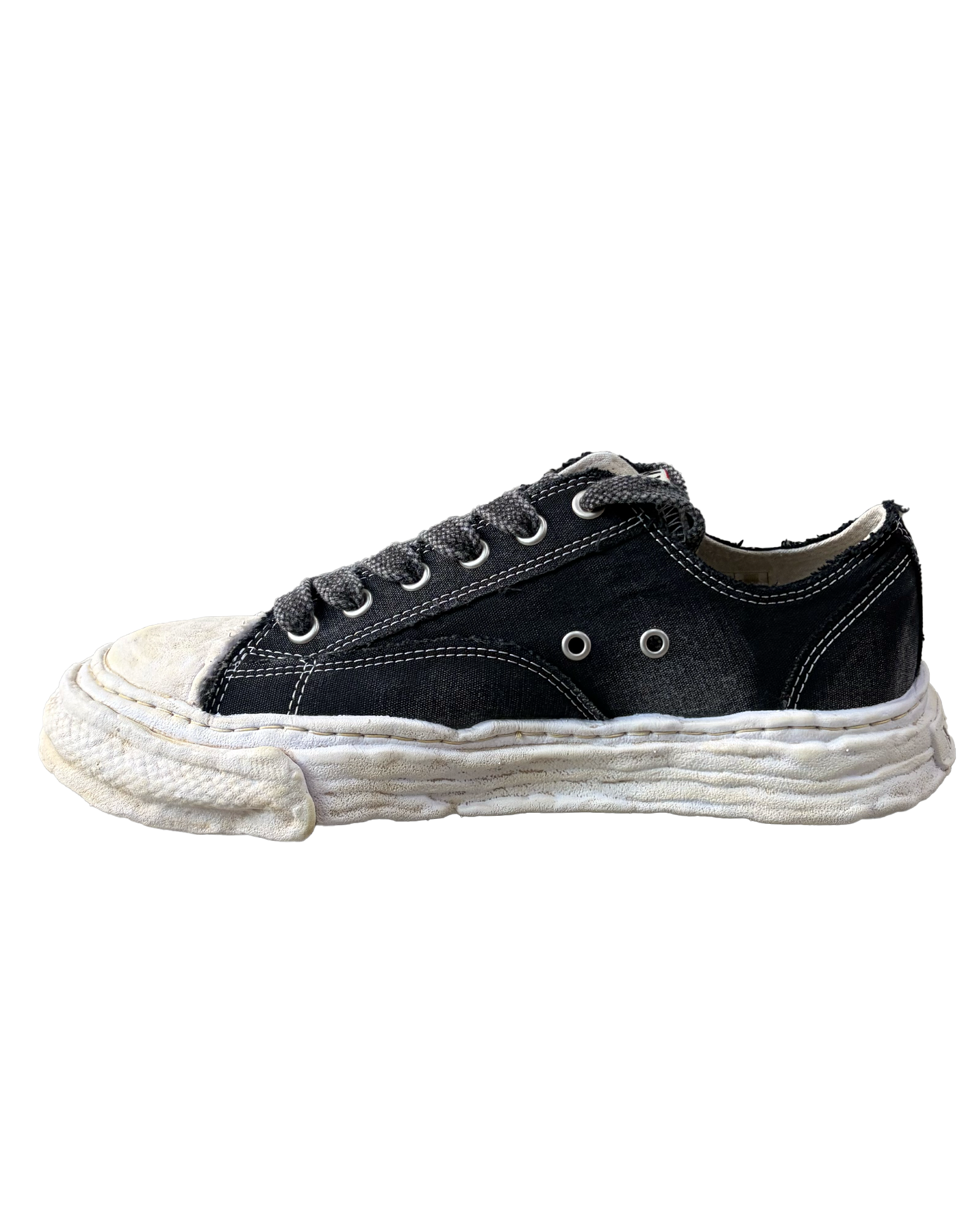 MIHARA YASUHIRO・ミハラヤスヒロ - ローカットスニーカー PETERSON23 BLEACHED CANVAS LOW-TOP SNEAKERS / BLACK