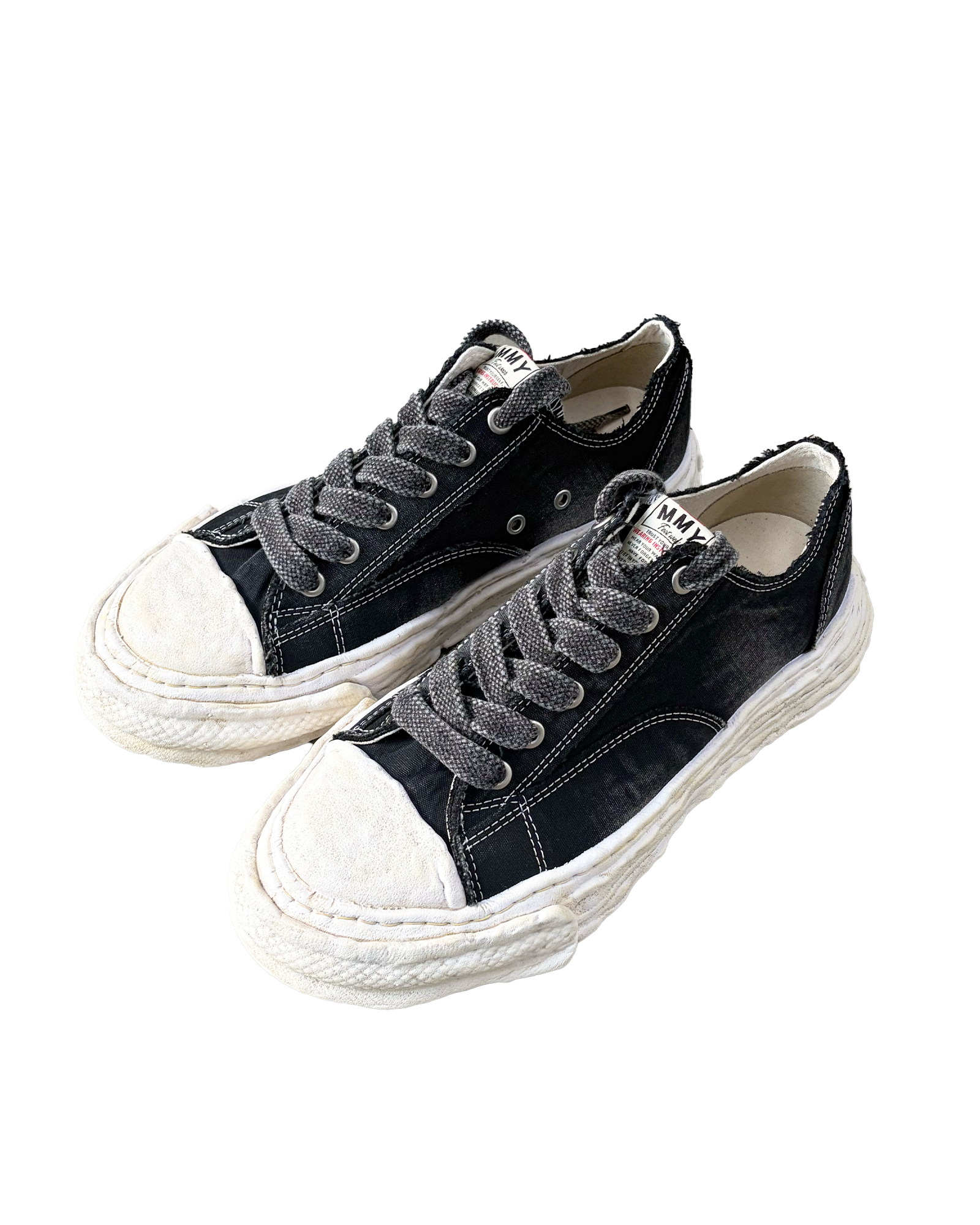 MIHARA YASUHIRO・ミハラヤスヒロ - ローカットスニーカー PETERSON23 BLEACHED CANVAS LOW-TOP SNEAKERS / BLACK